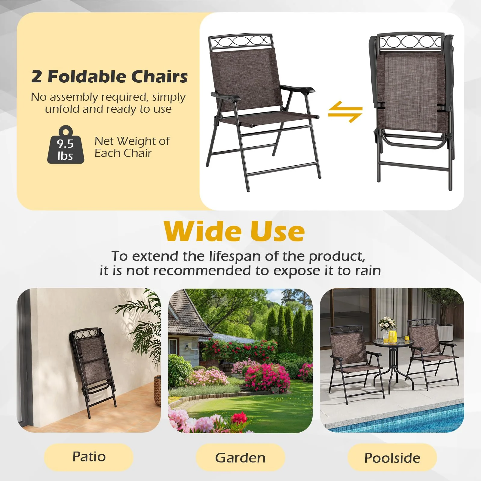 Goplus Bistro Table and Chairs Set of 2 Outdoor 3 Piece Patio Bistro Set with 1.57” Umbrella Hole - Image 5