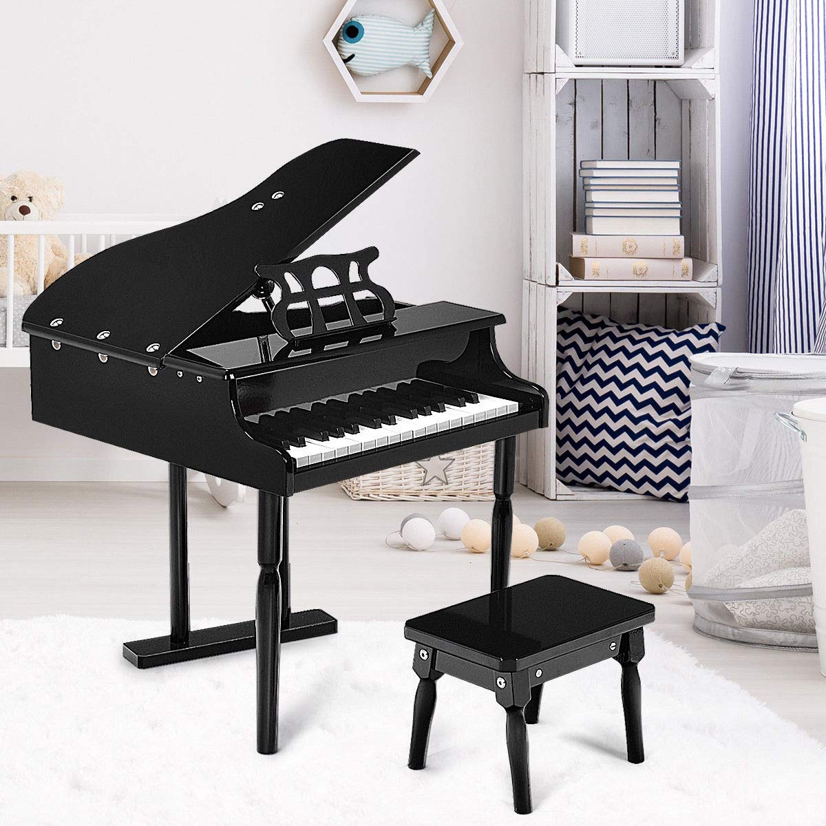 Classical Kids Piano, 30 Keys Wood Toy Grand Piano - Image 2