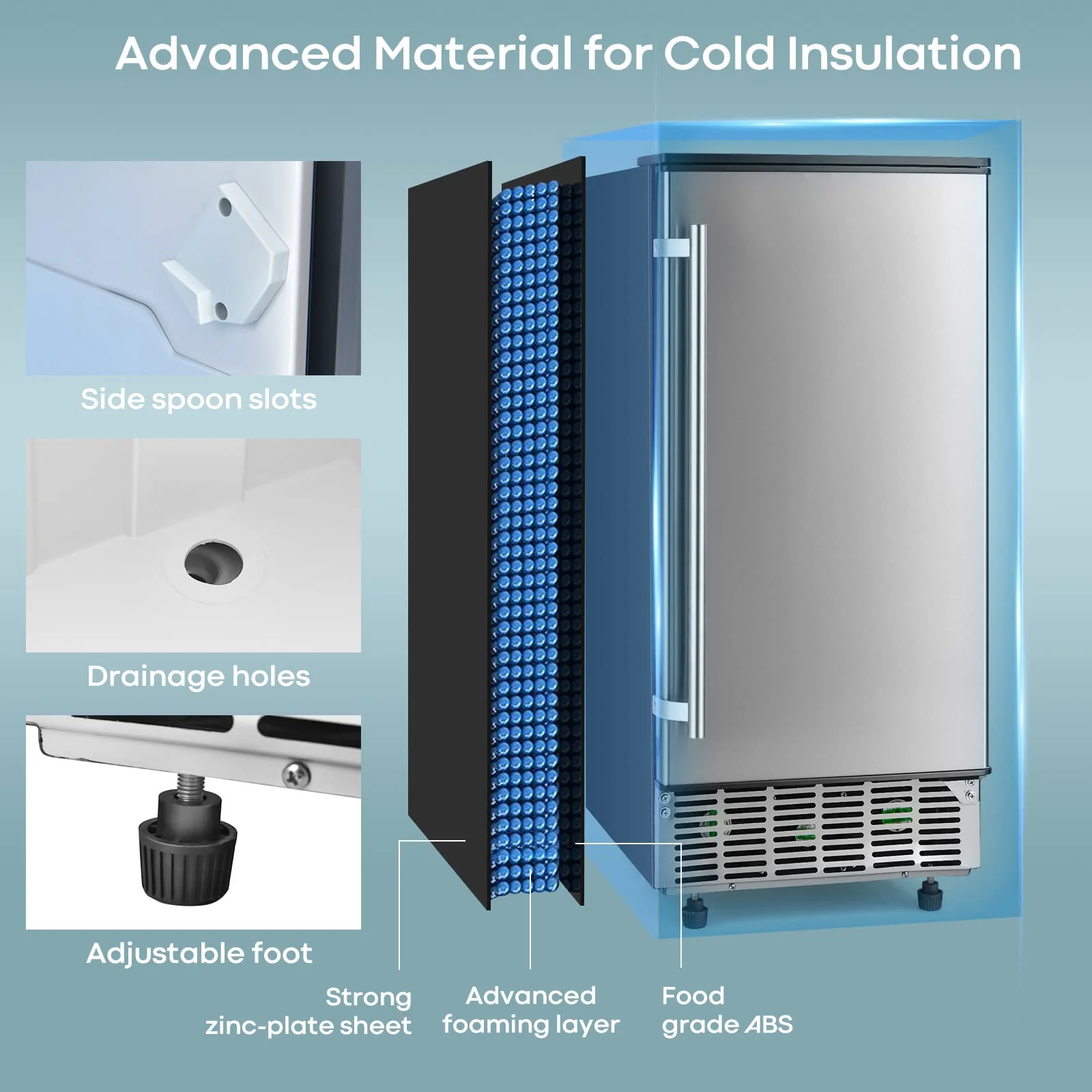 Commercial Ice Maker Machine, 80 lbs/24H Ice Cube Maker Machine with 24 lbs Storage Capacity - Image 5