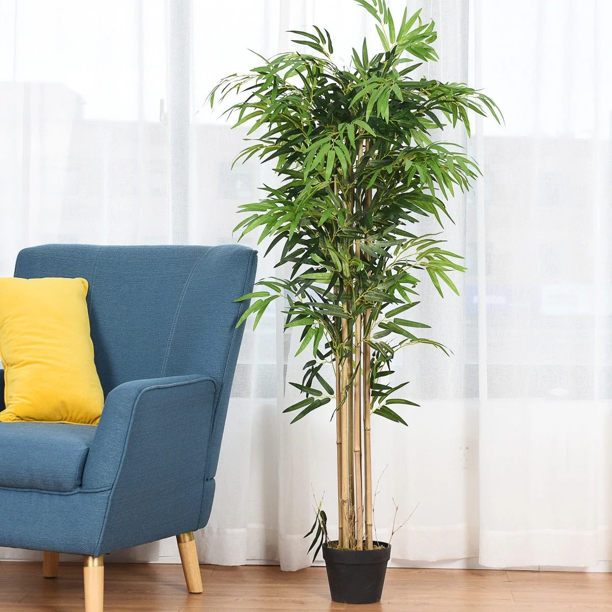 Fake Bamboo Tree Artificial Greenery Plants in Nursery Pot Decorative Trees for Home - Image 3