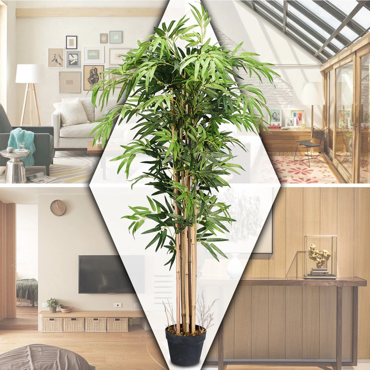 Fake Bamboo Tree Artificial Greenery Plants in Nursery Pot Decorative Trees for Home - Image 4