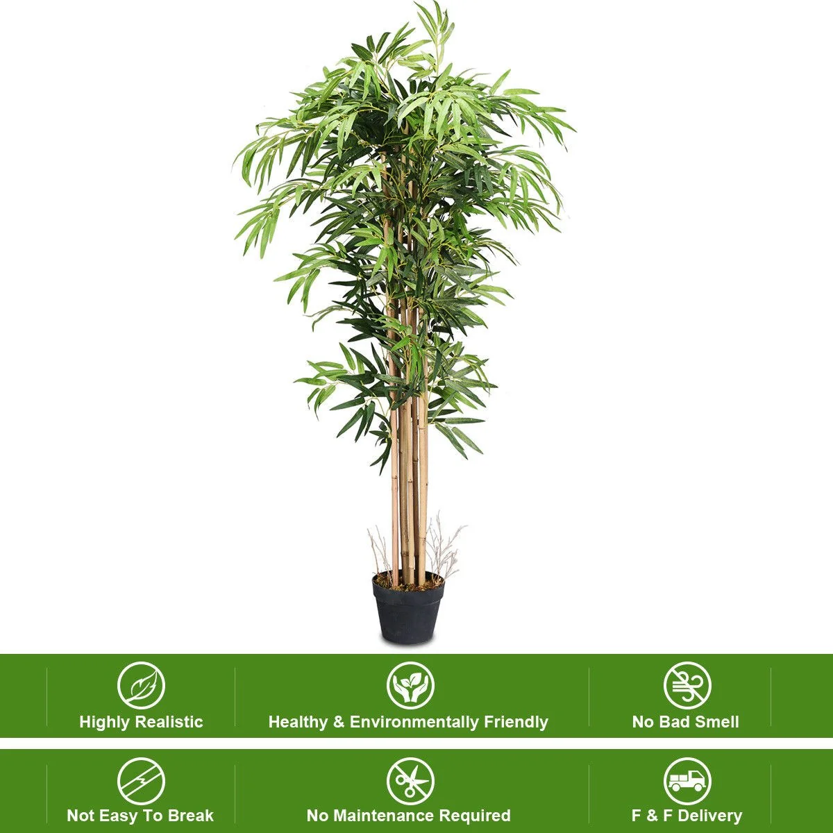 Fake Bamboo Tree Artificial Greenery Plants in Nursery Pot Decorative Trees for Home - Image 5