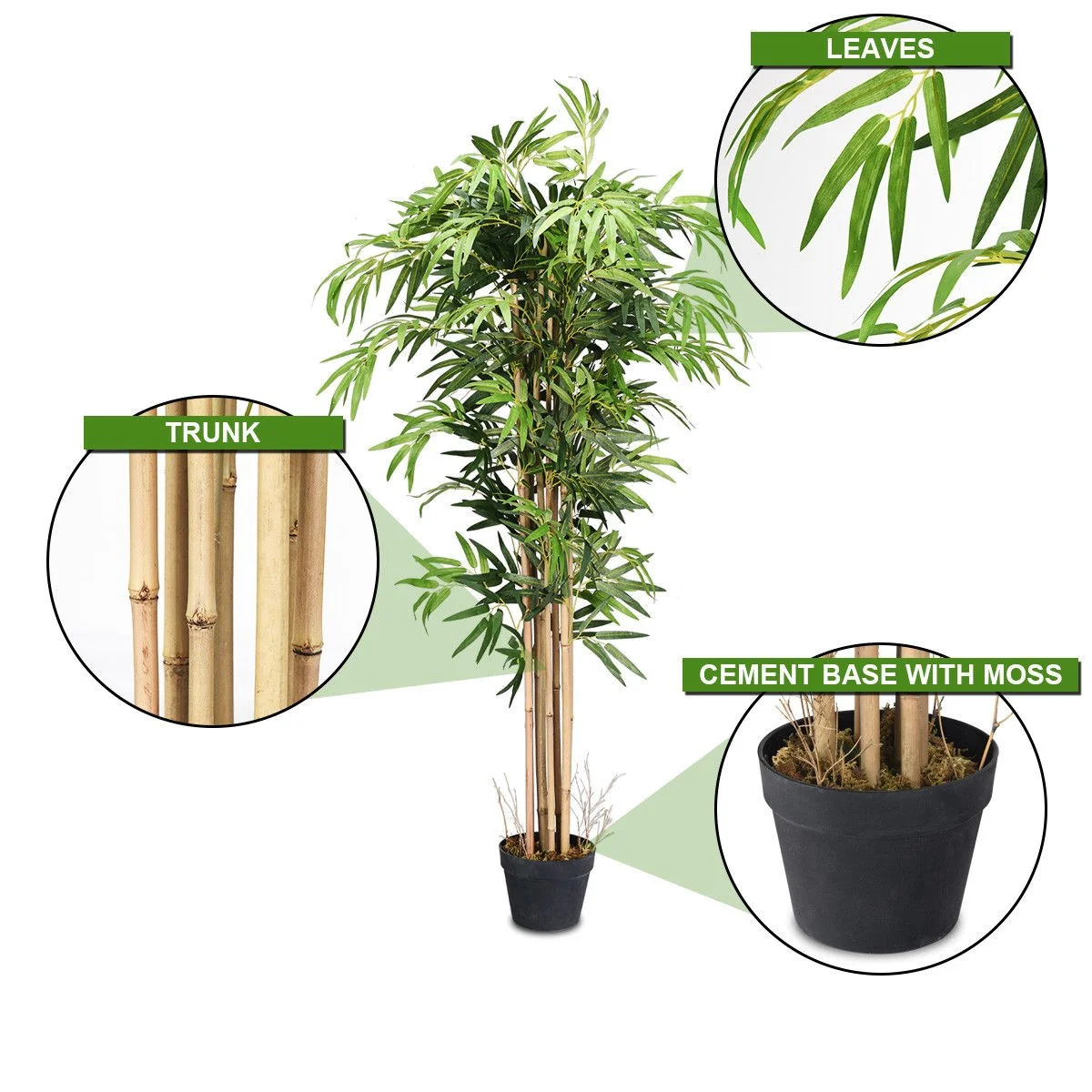 Fake Bamboo Tree Artificial Greenery Plants in Nursery Pot Decorative Trees for Home - Image 7