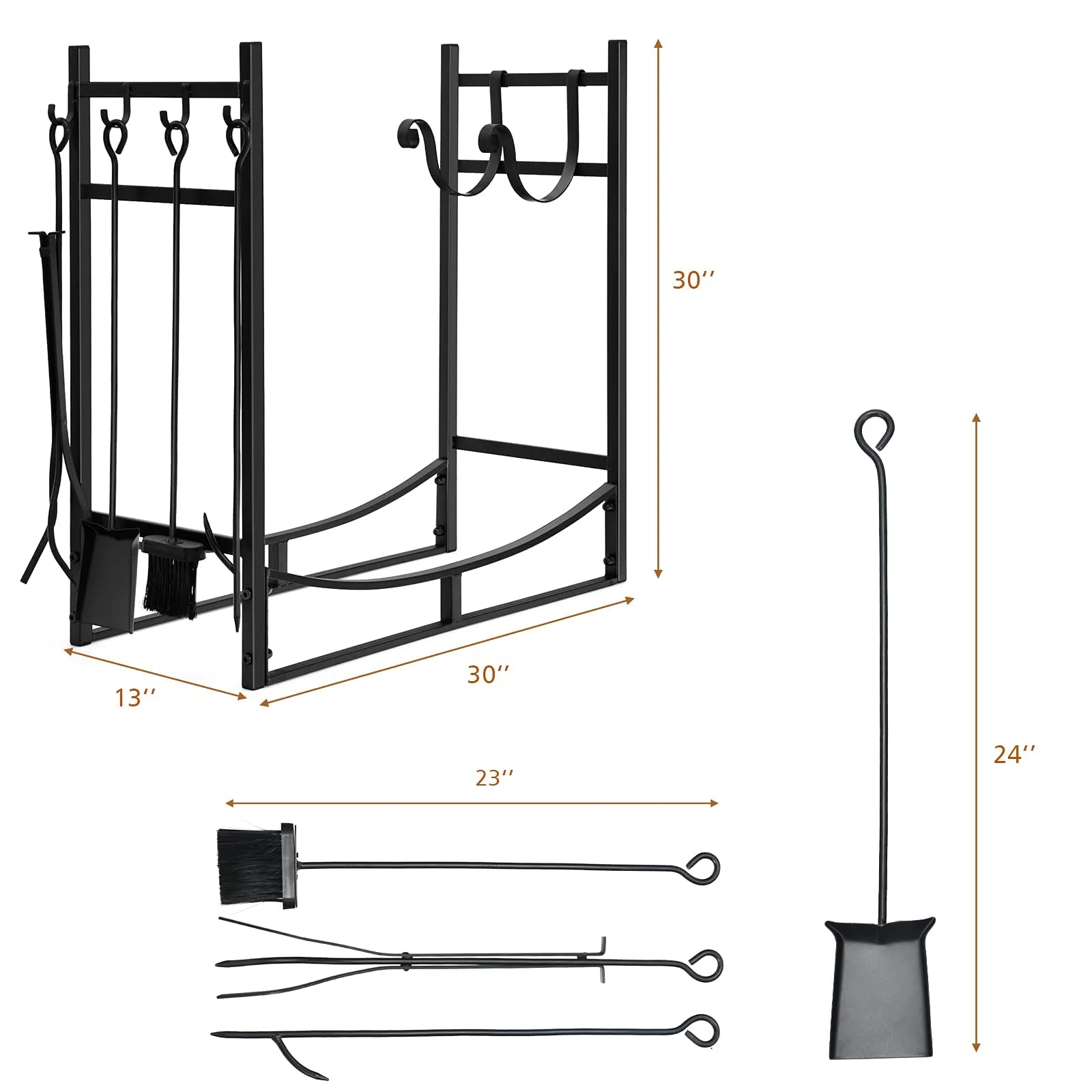 Firewood Rack with Tool Set  36' /30' Fireplace Log Holder - Image 16