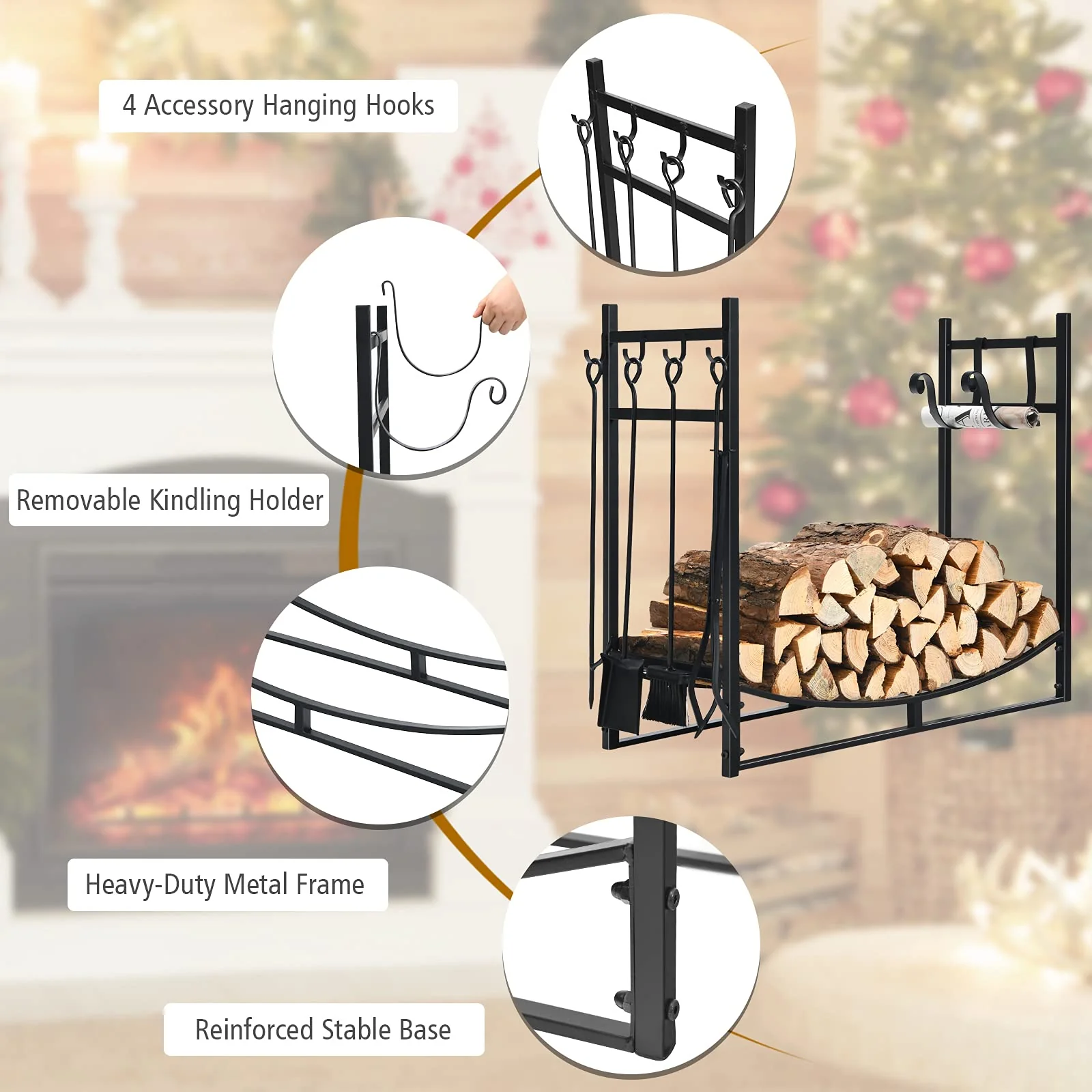 Firewood Rack with Tool Set  36' /30' Fireplace Log Holder - Image 18