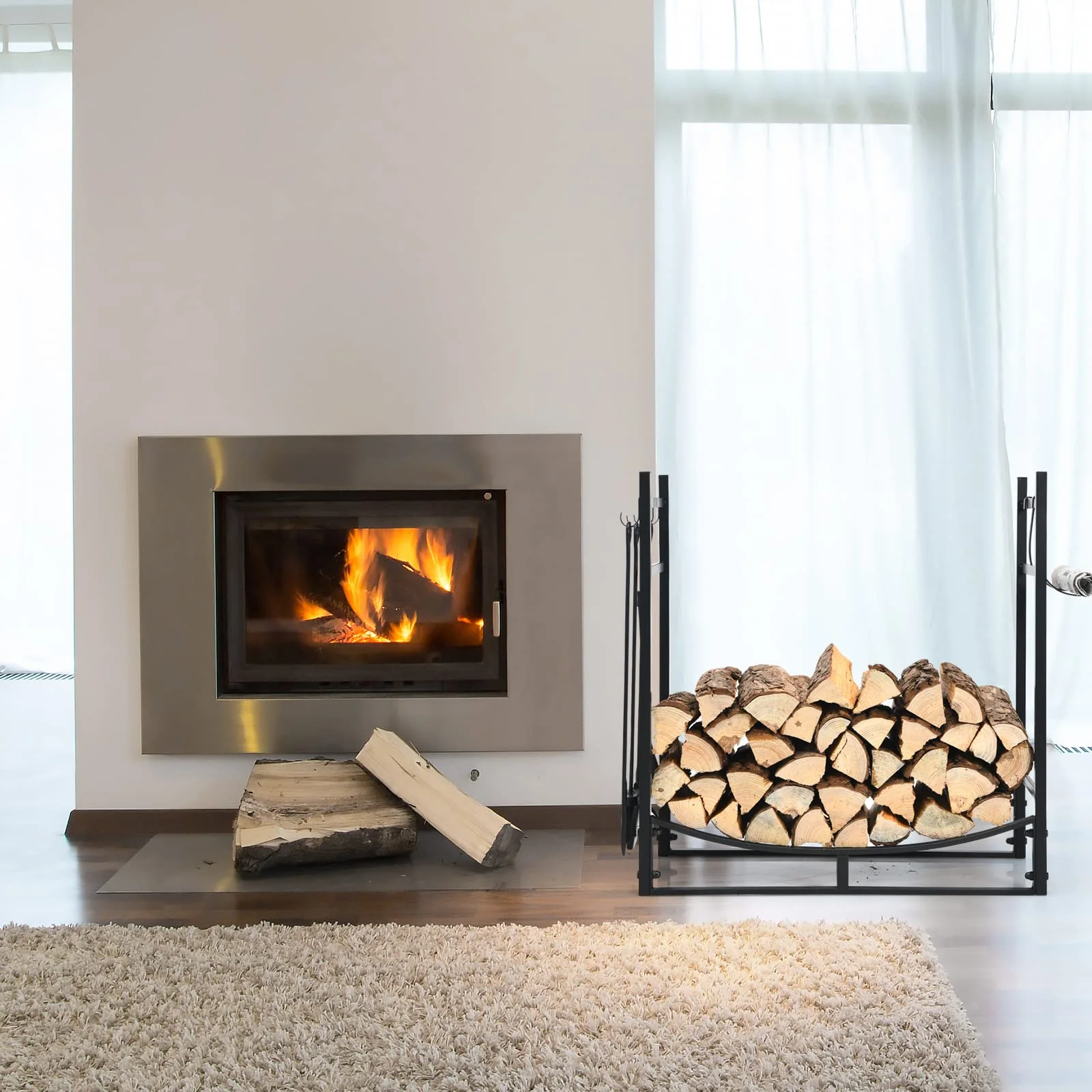 Firewood Rack with Tool Set  36' /30' Fireplace Log Holder - Image 4