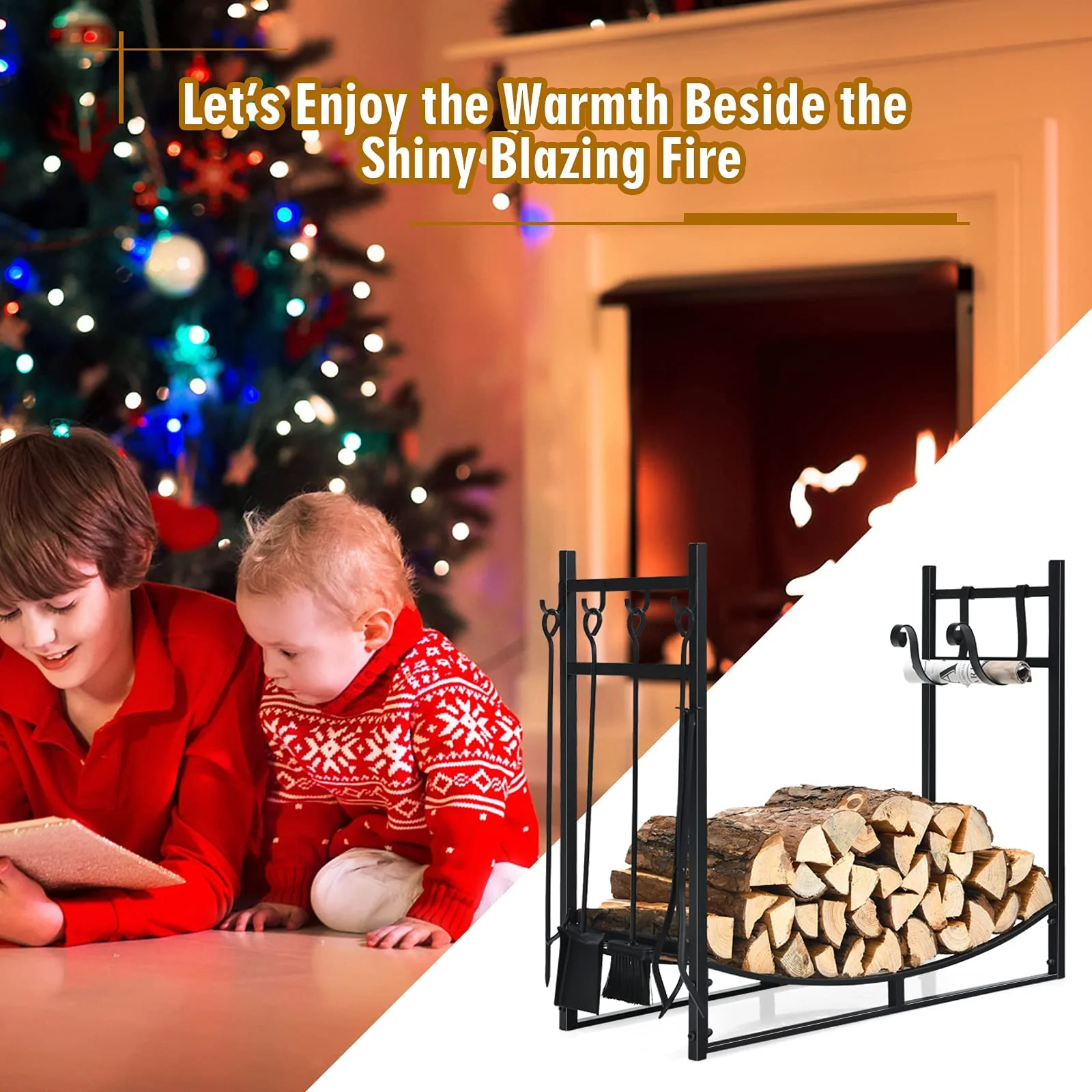 Firewood Rack with Tool Set  36' /30' Fireplace Log Holder - Image 7