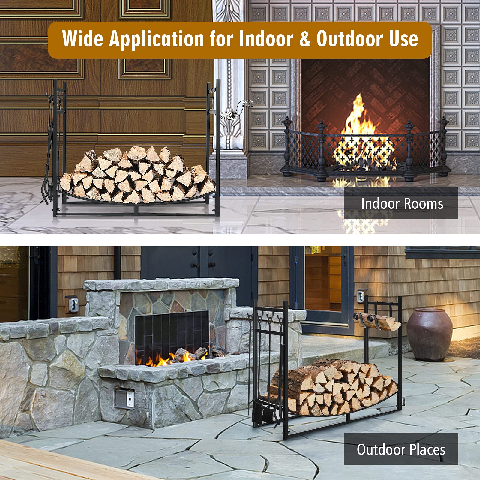 Firewood Rack with Tool Set  36' /30' Fireplace Log Holder - Image 8