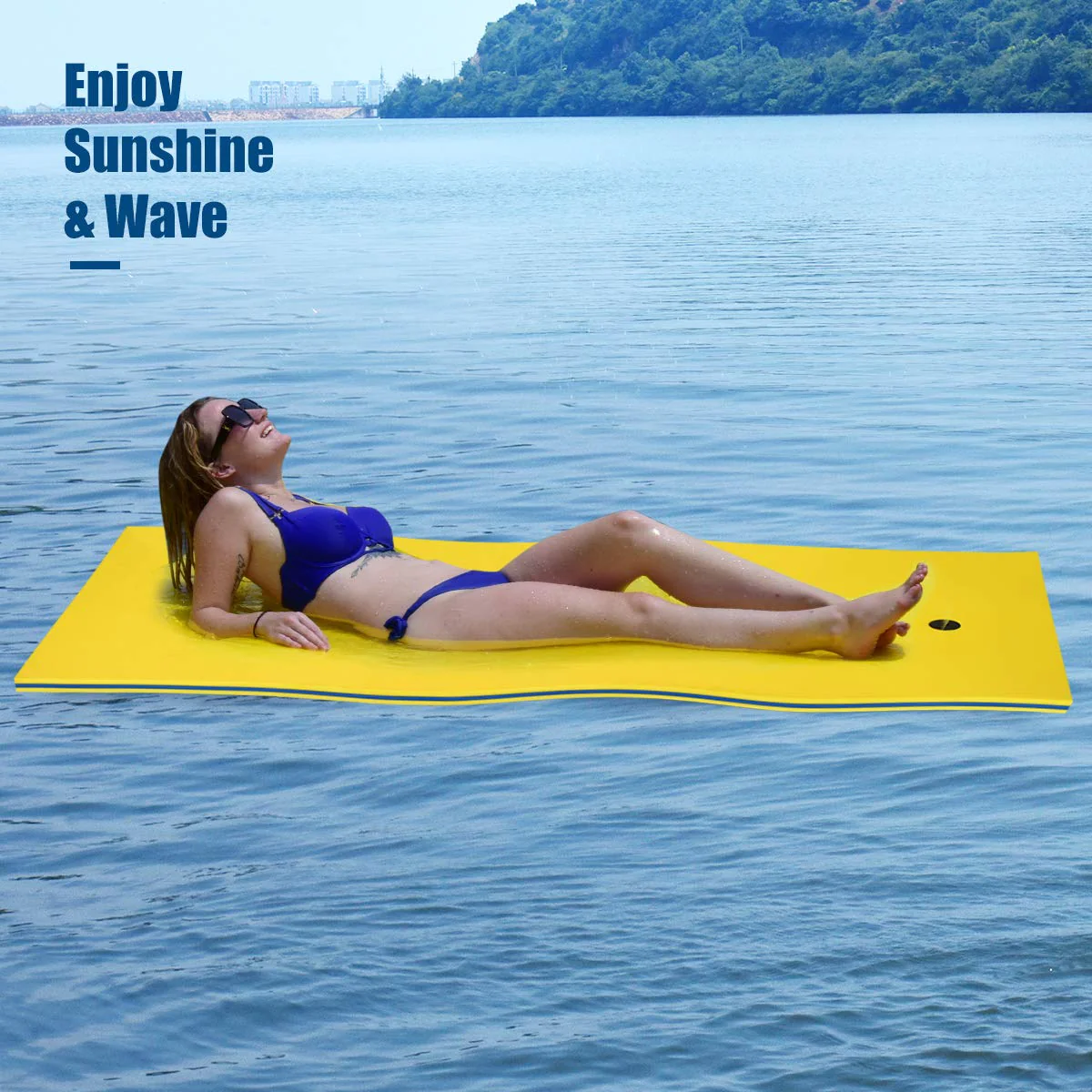 Goplus 83'' x 26'' Floating Water Pad Mat with Rolling Pillow Design - Image 3