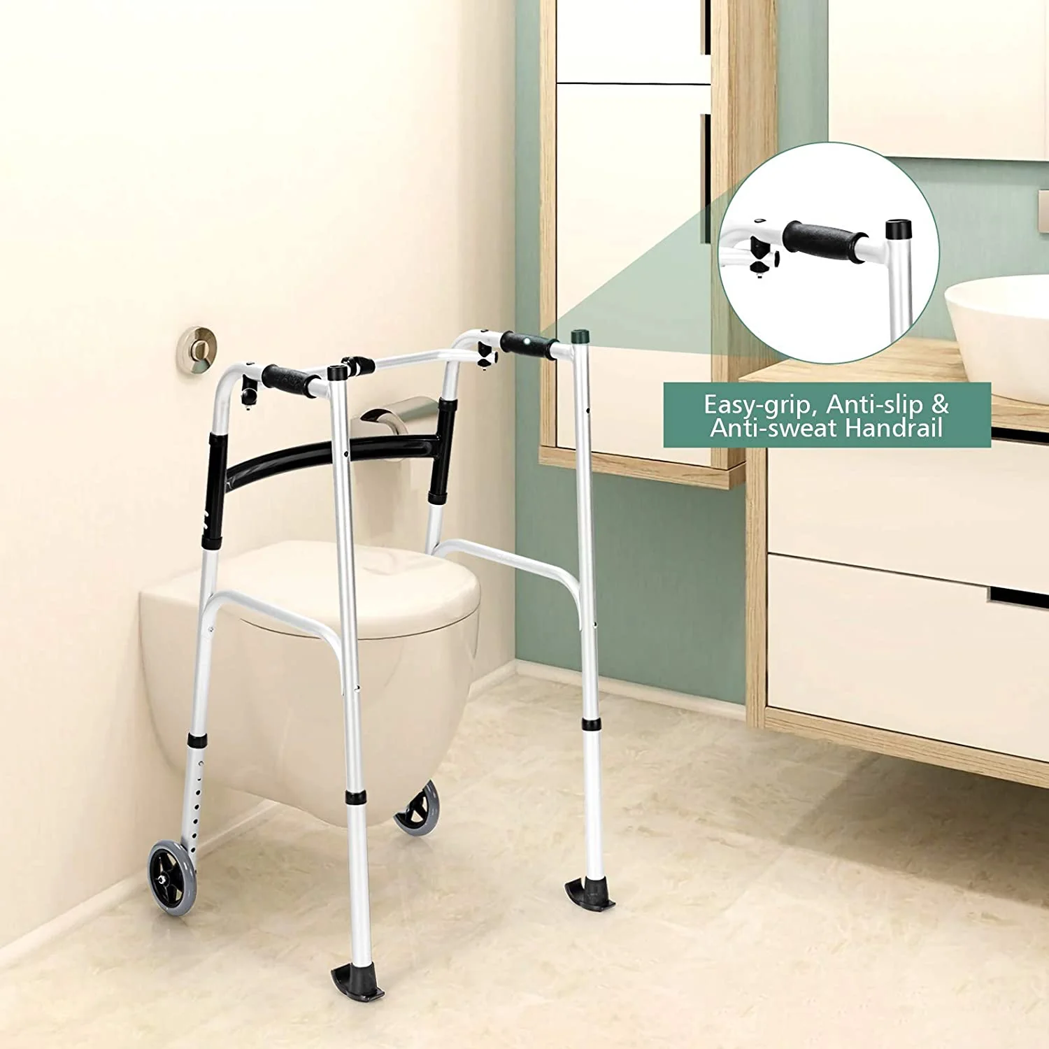Foldable Standard Walker, Lightweight Aluminum Alloy Rehabilitation Auxiliary Walker - Image 5
