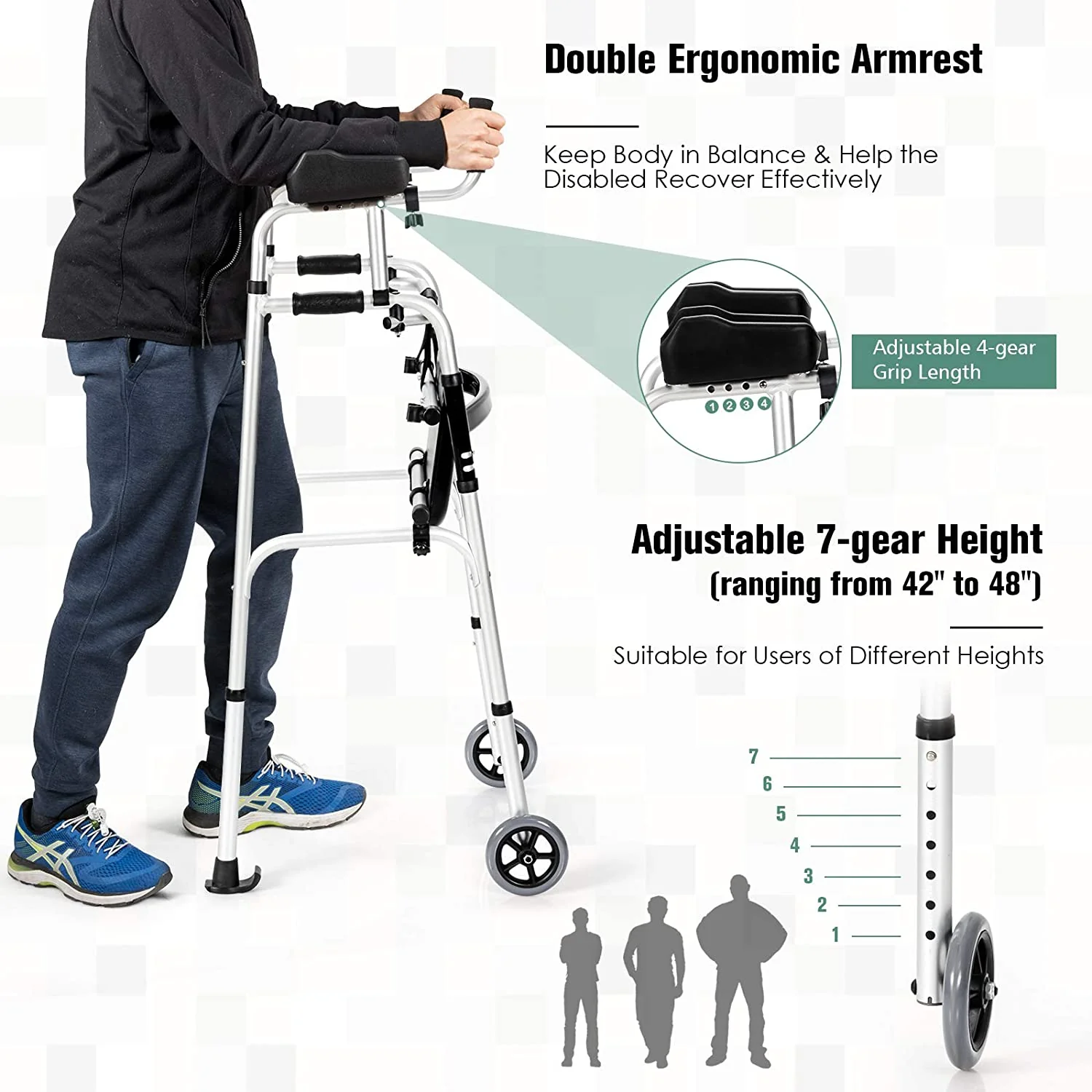 Foldable Standard Walker, Lightweight Aluminum Alloy Rehabilitation Auxiliary Walker - Image 6