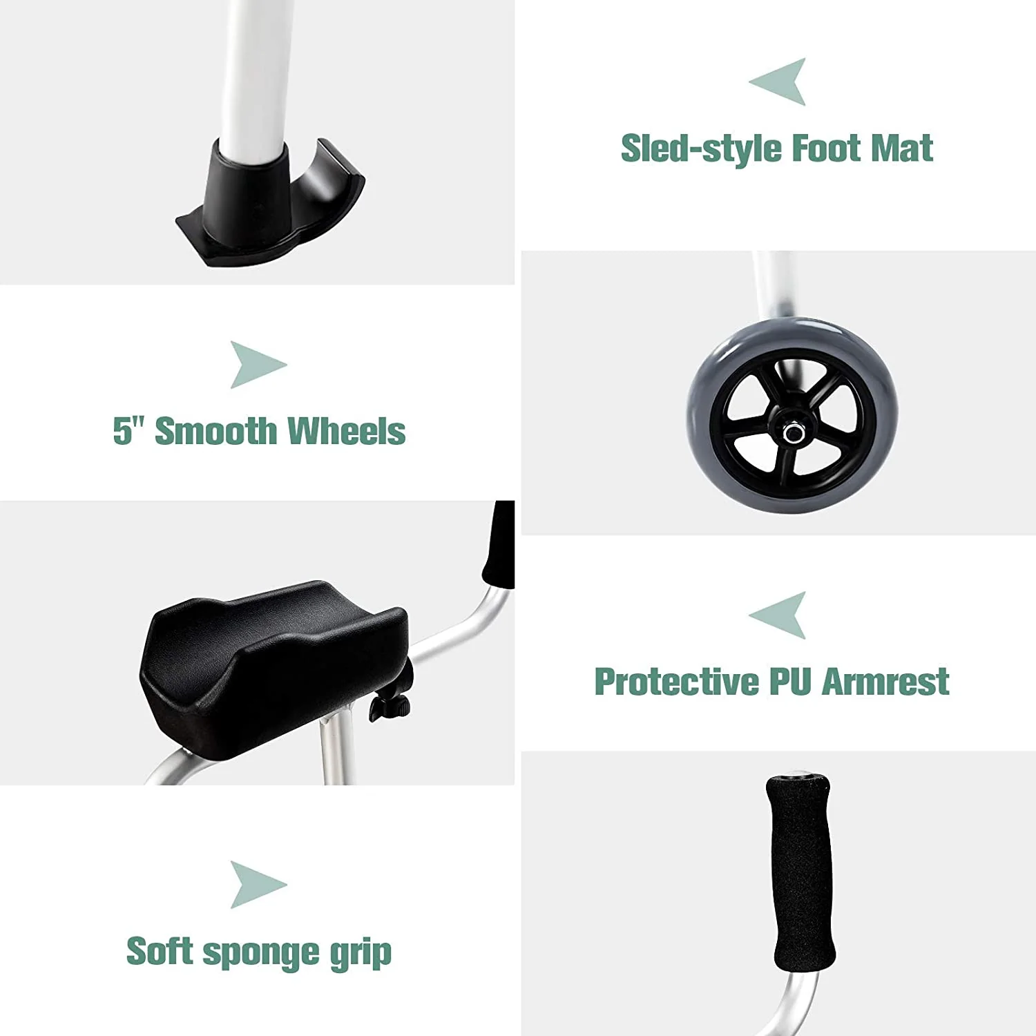 Foldable Standard Walker, Lightweight Aluminum Alloy Rehabilitation Auxiliary Walker - Image 9