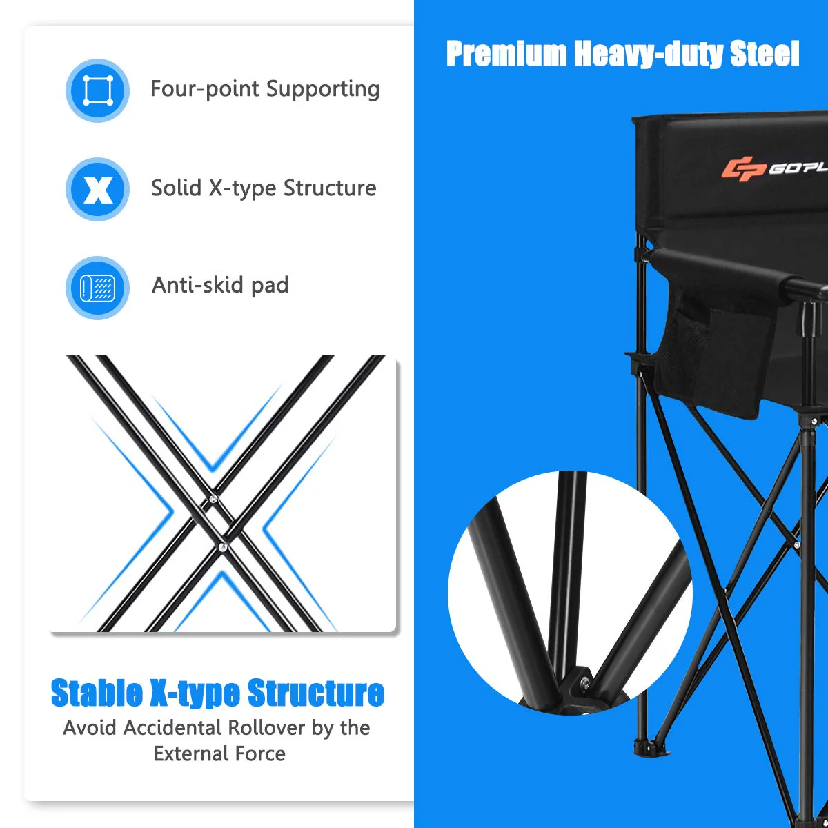 Folding Camping Chair, Outdoor Portable Beach Chair Heightened Design - Image 5