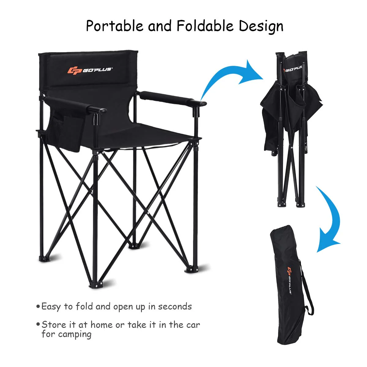Folding Camping Chair, Outdoor Portable Beach Chair Heightened Design - Image 7