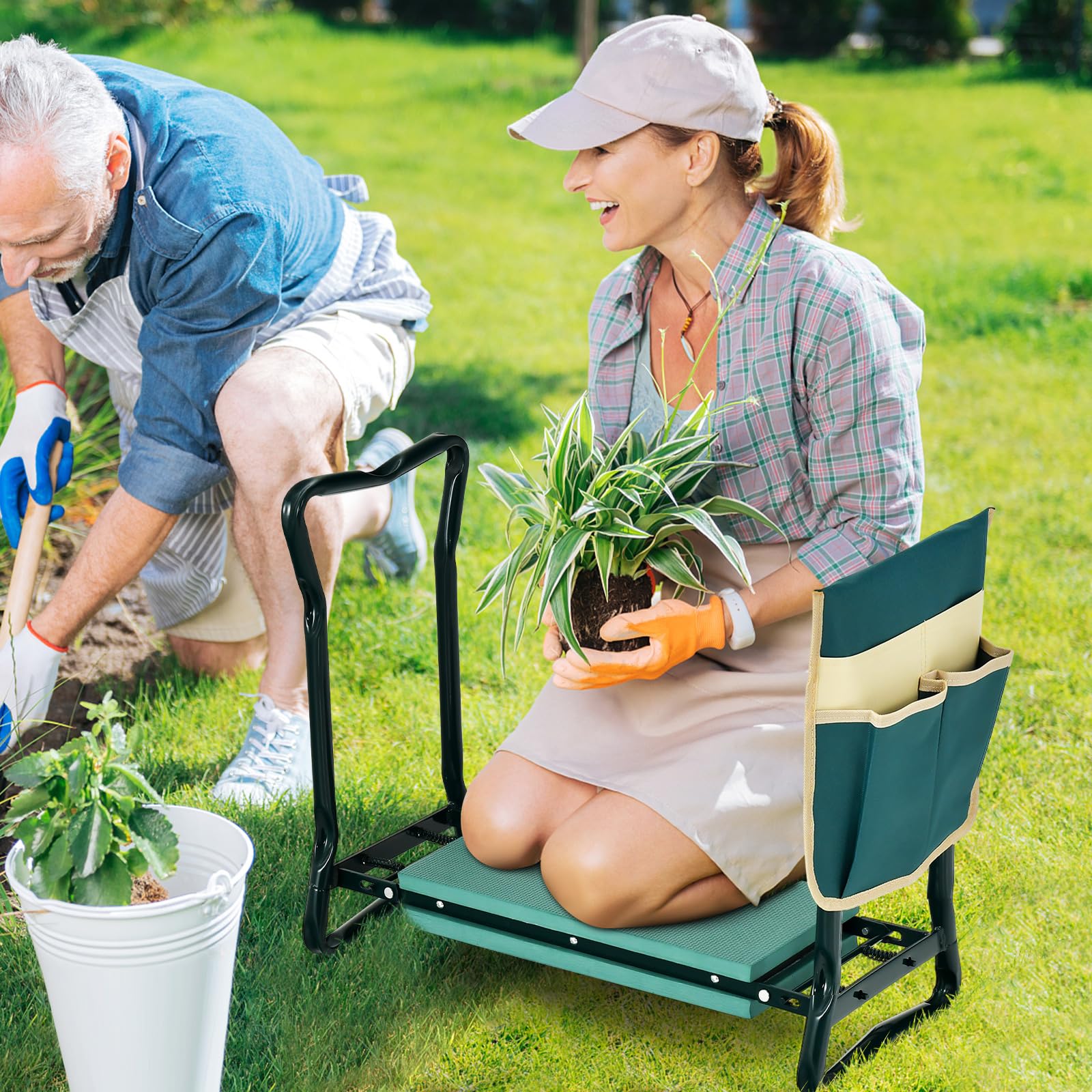 Folding Garden Kneeler Bench Heavy Duty Gardener Kneeling Pad Cushion - Image 2