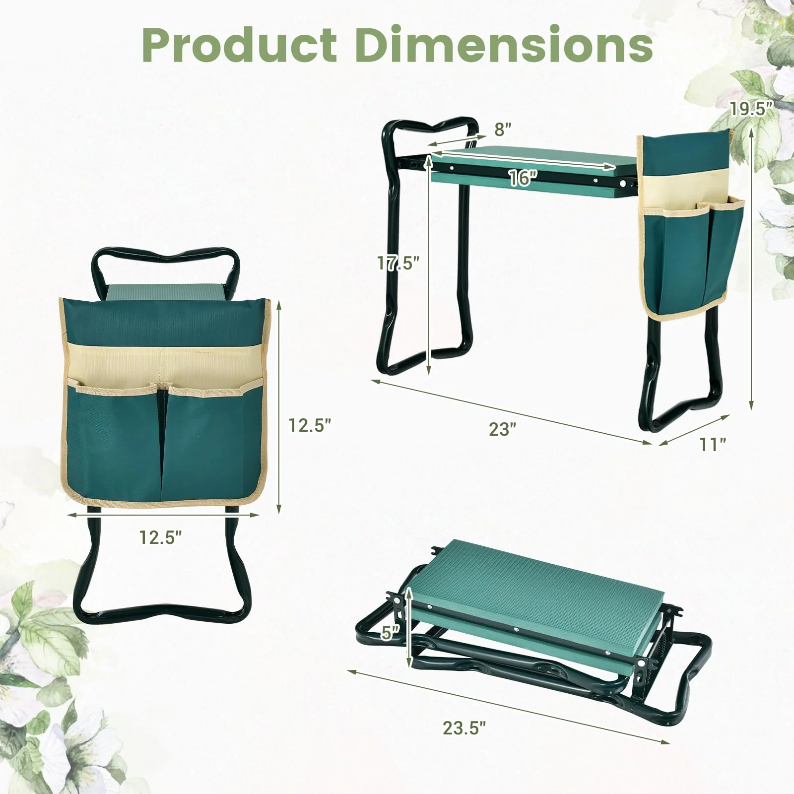 Folding Garden Kneeler Bench Heavy Duty Gardener Kneeling Pad Cushion - Image 3