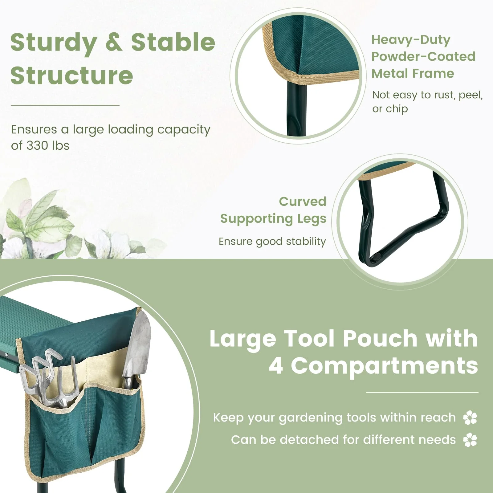 Folding Garden Kneeler Bench Heavy Duty Gardener Kneeling Pad Cushion - Image 5