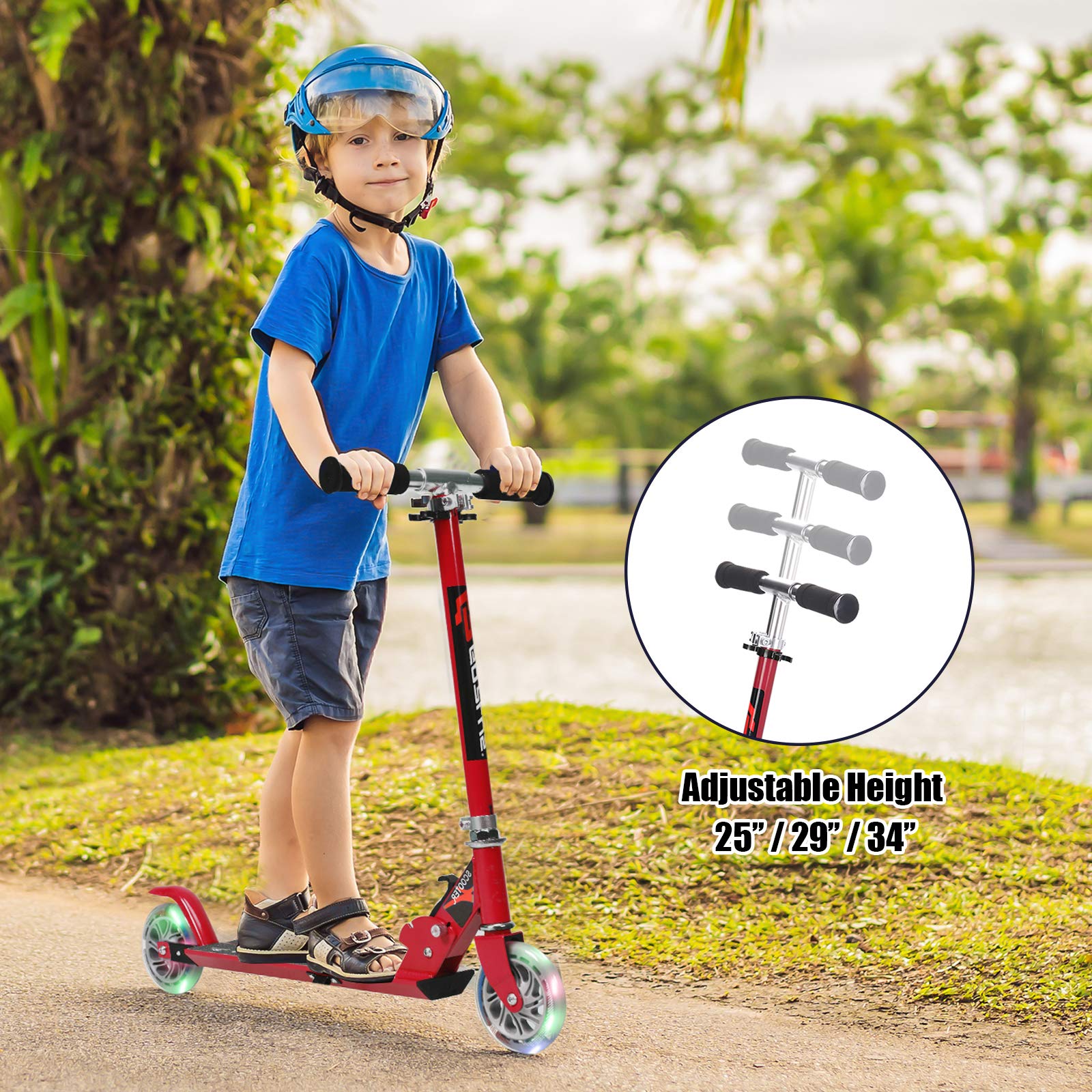 Folding Kick Scooter for Kids, 2 Flash Wheels Deluxe Aluminum - Image 3