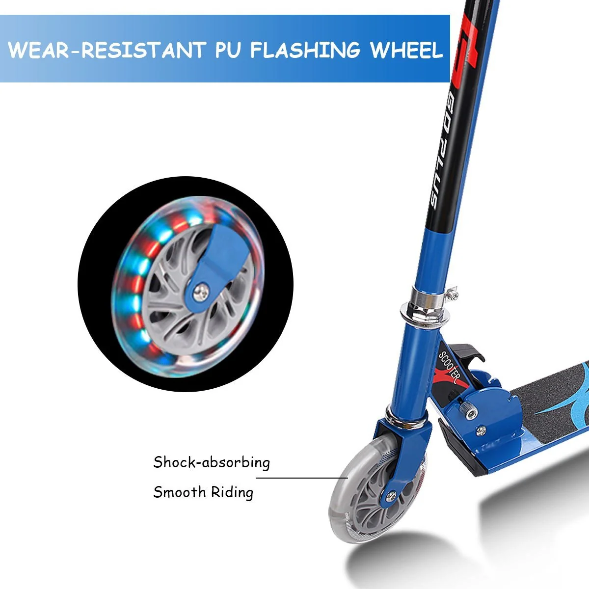 Folding Kick Scooter for Kids, 2 Flash Wheels Deluxe Aluminum - Image 7