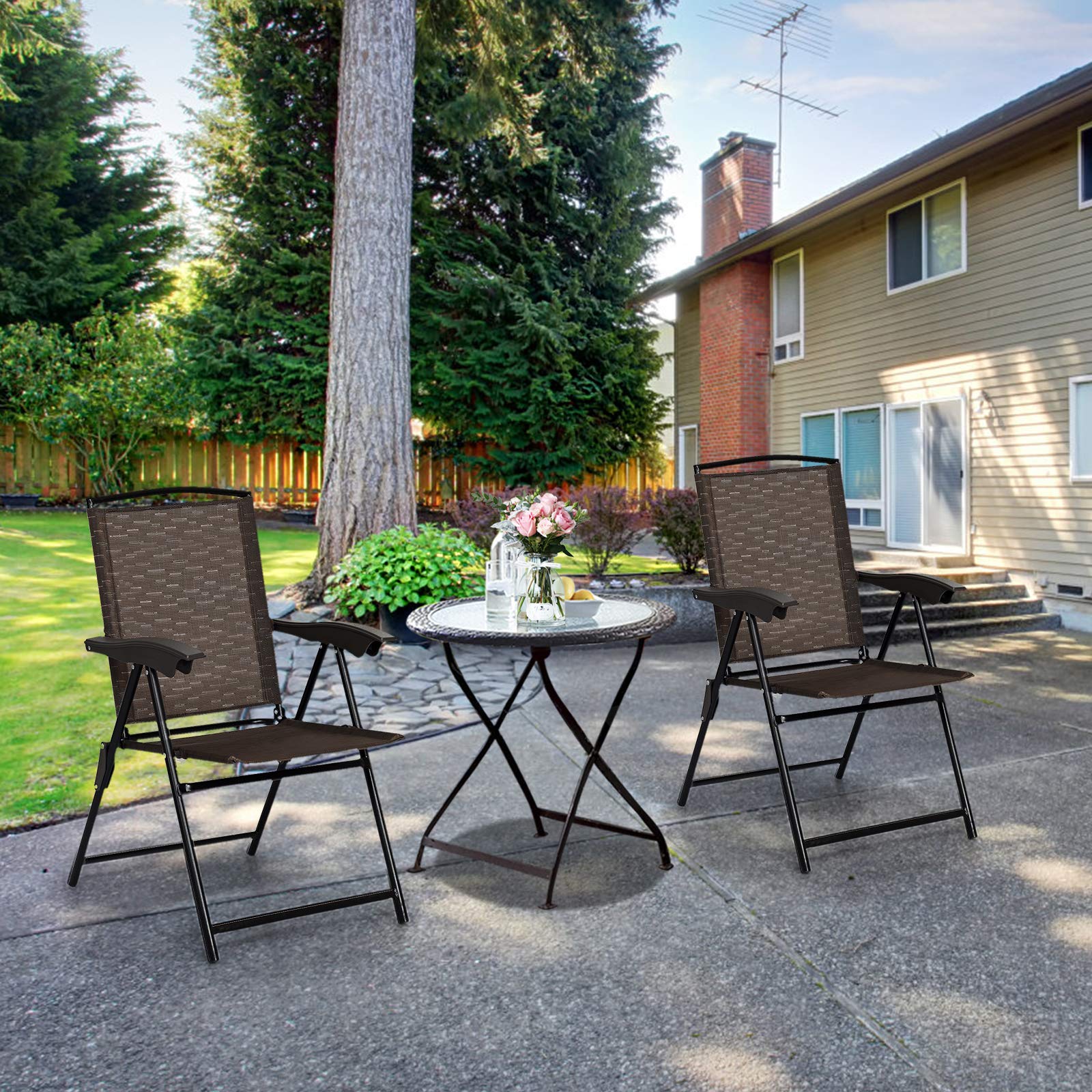 Folding Sling Chairs Sets of 2, Portable Chairs for Patio Garden Pool Outdoor & Indoor - Image 3