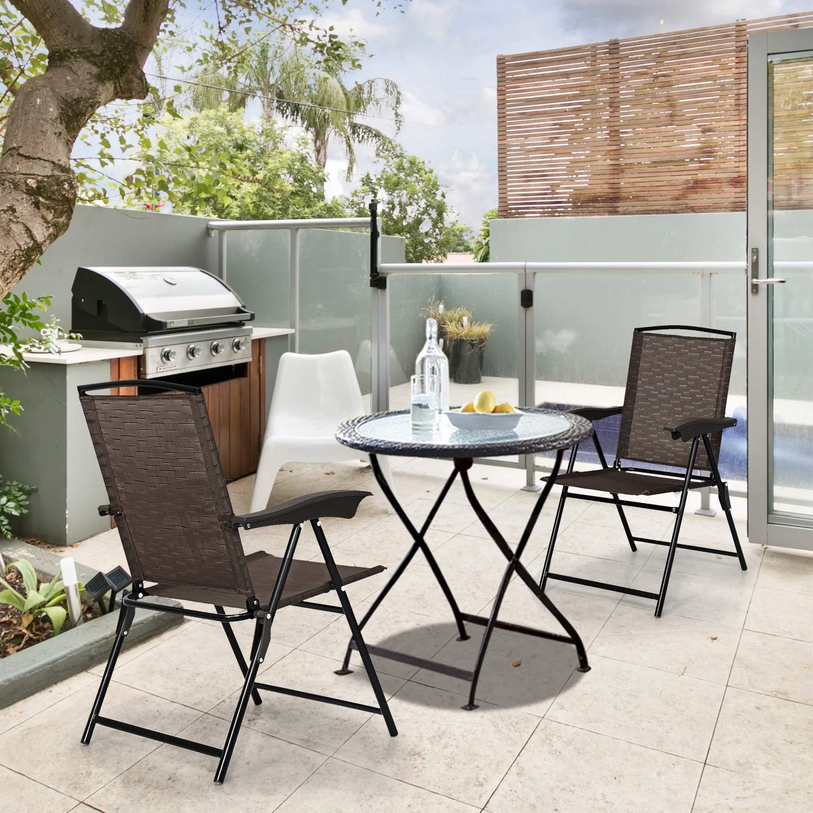 Folding Sling Chairs Sets of 2, Portable Chairs for Patio Garden Pool Outdoor & Indoor - Image 5