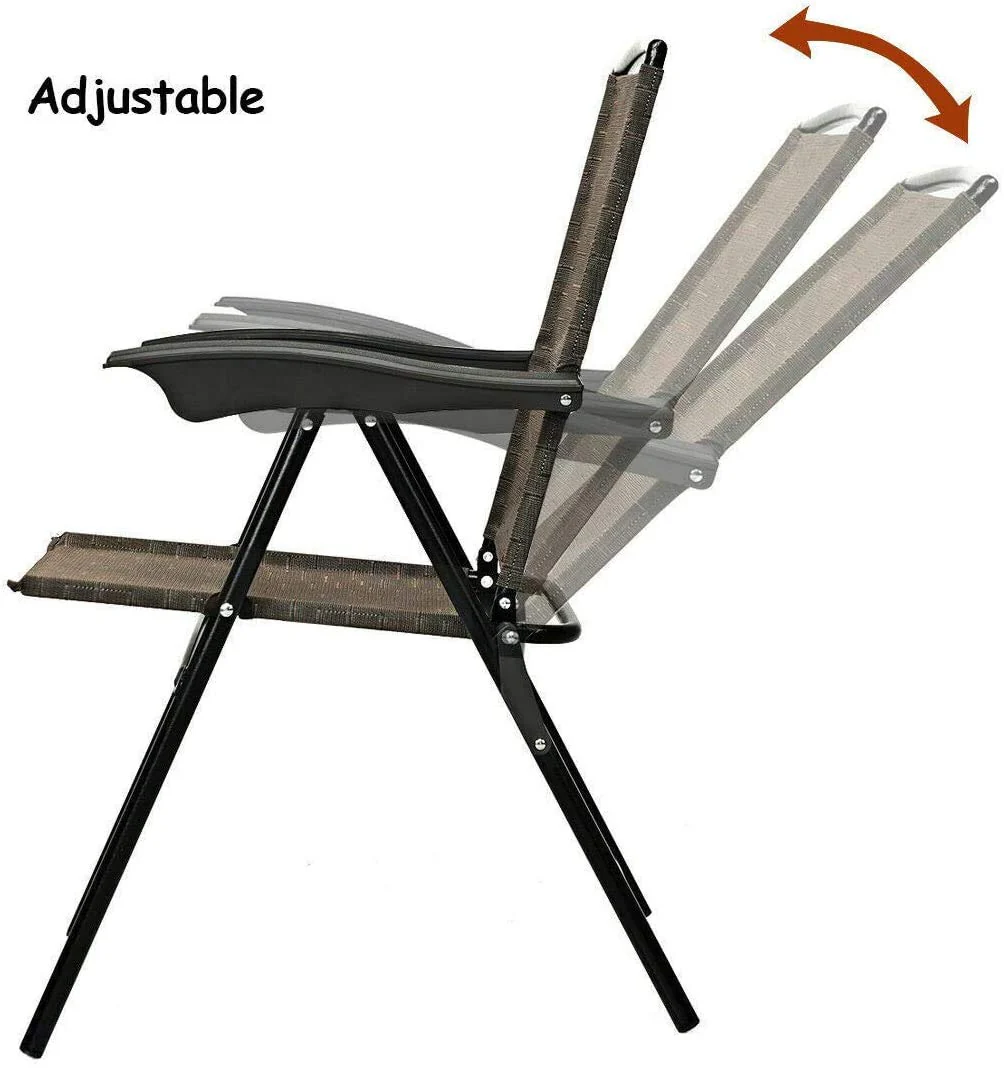 Folding Sling Chairs Sets of 2, Portable Chairs for Patio Garden Pool Outdoor & Indoor - Image 7