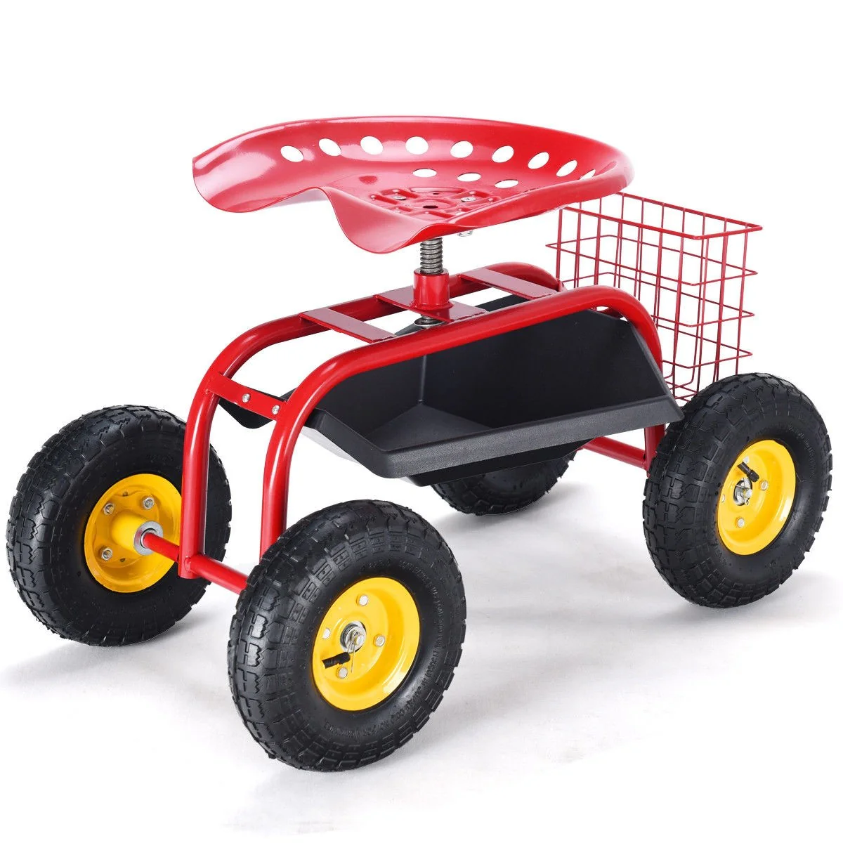 Garden Cart Rolling Work Seat Outdoor Lawn Yard Patio Wagon Scooter for Planting - Image 9