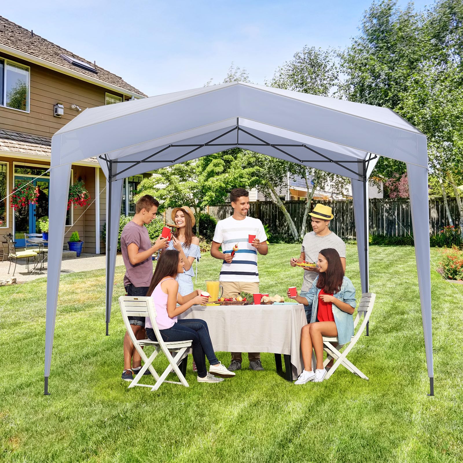 Goplus 10 x 10 FT Heavy-Duty Easy Setup Gazebo Shelter with Higher Top - Image 9