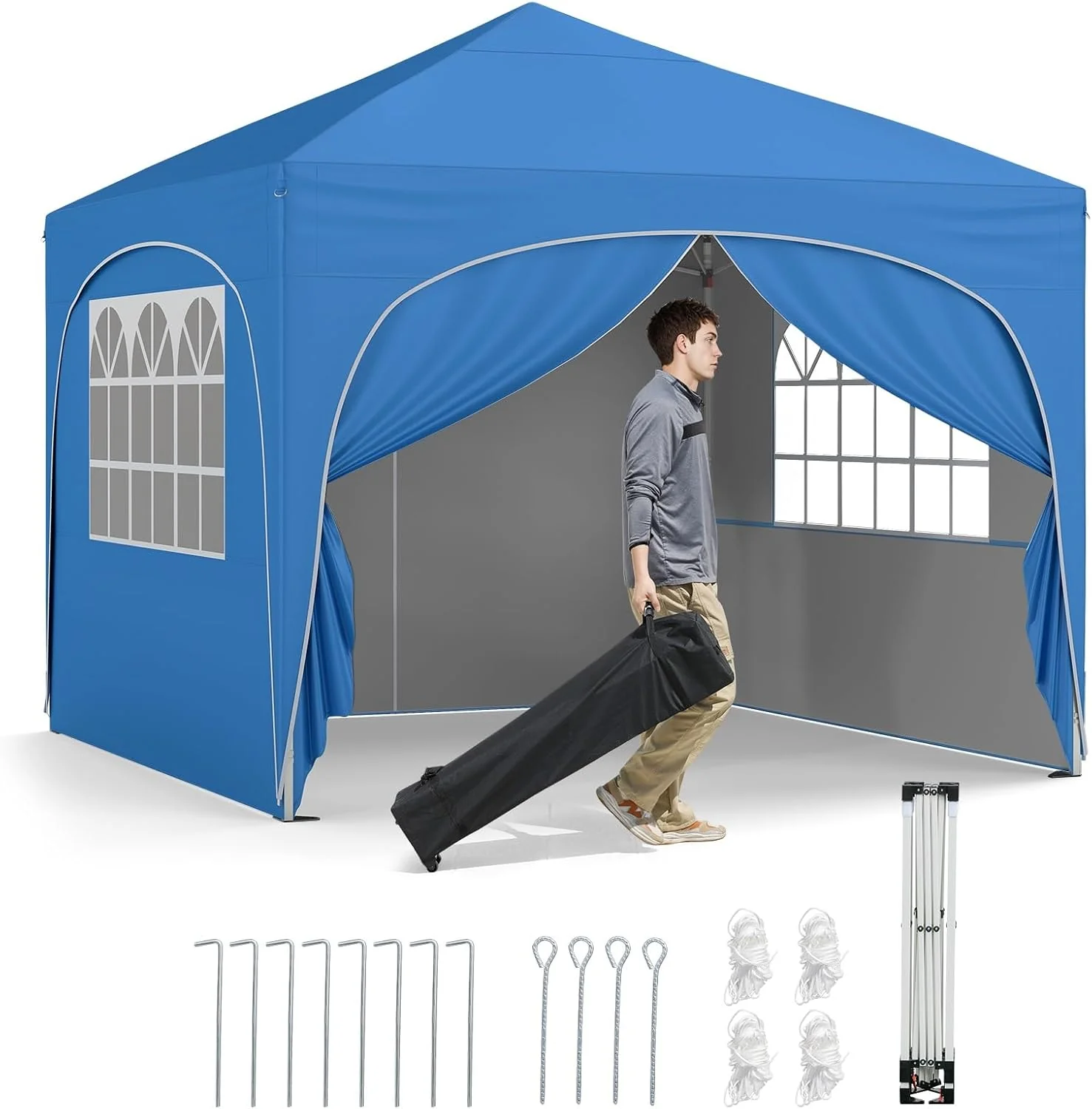 Goplus 10 X 10 FT Pop up Canopy Tent with 4 Removable Sidewall - Image 10
