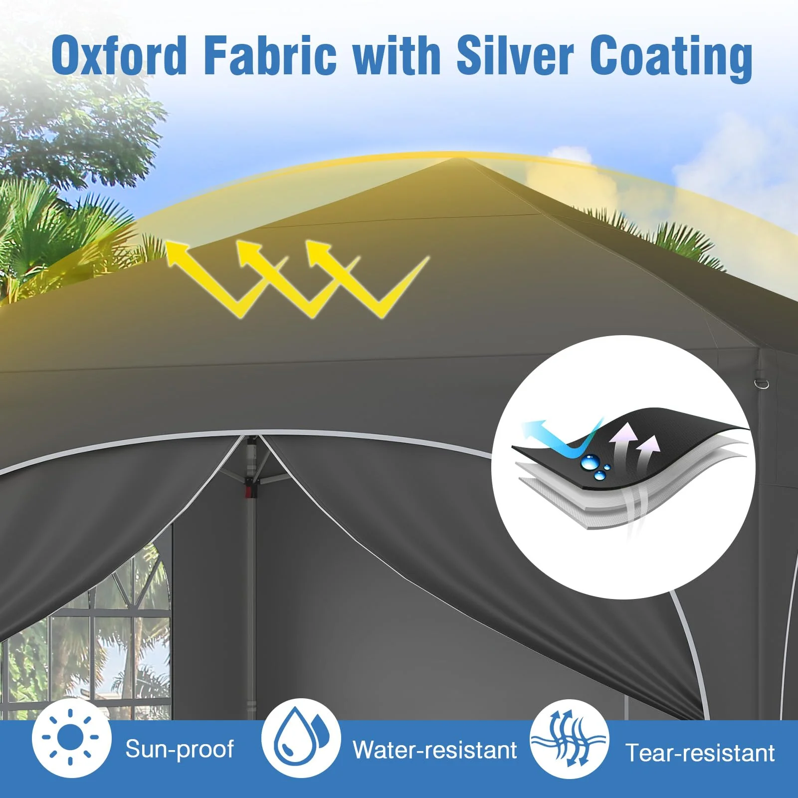 Goplus 10 X 10 FT Pop up Canopy Tent with 4 Removable Sidewall - Image 3