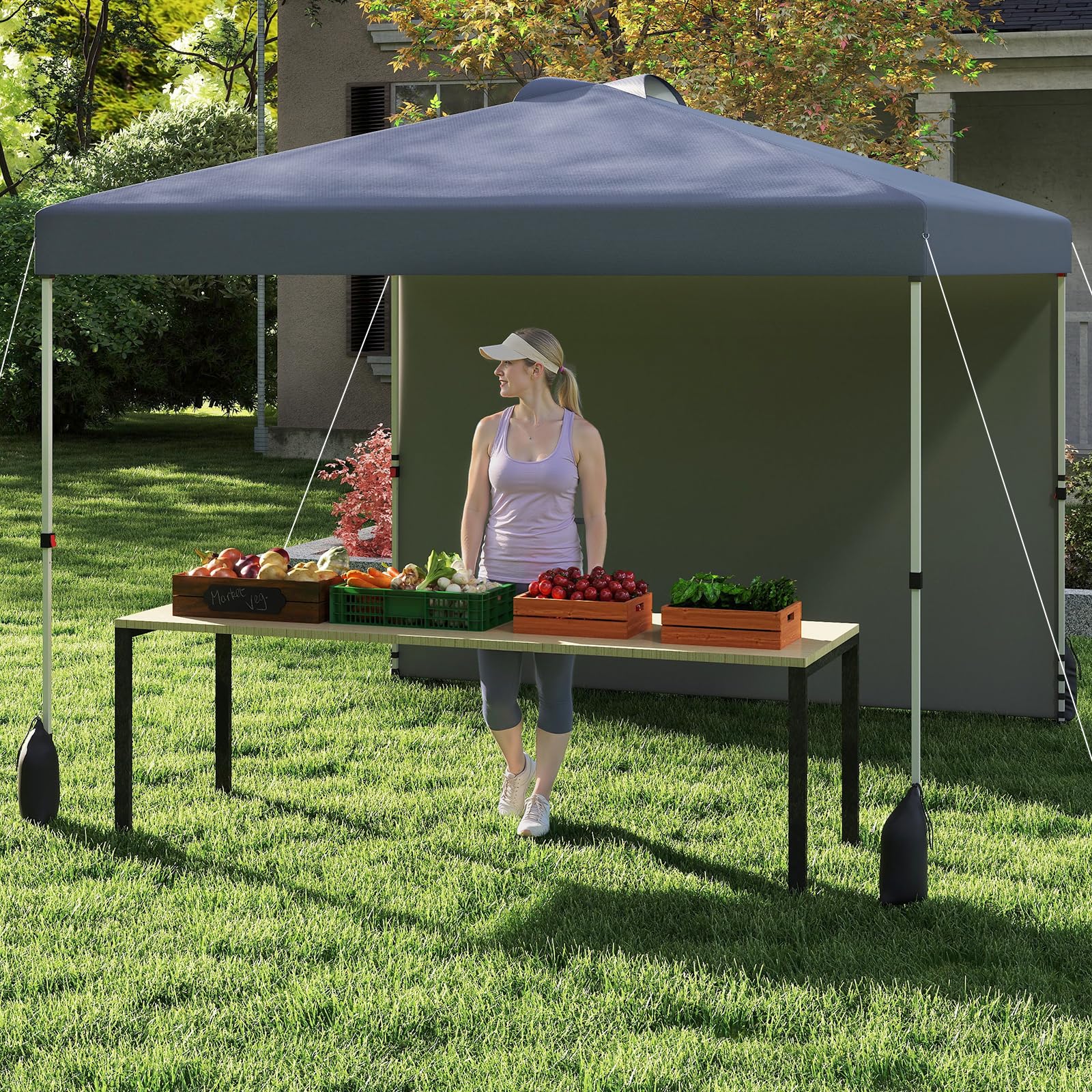 Goplus 10 x 10 Pop Up Canopy with 1 Sidewall and Wheeled Bag - Image 8