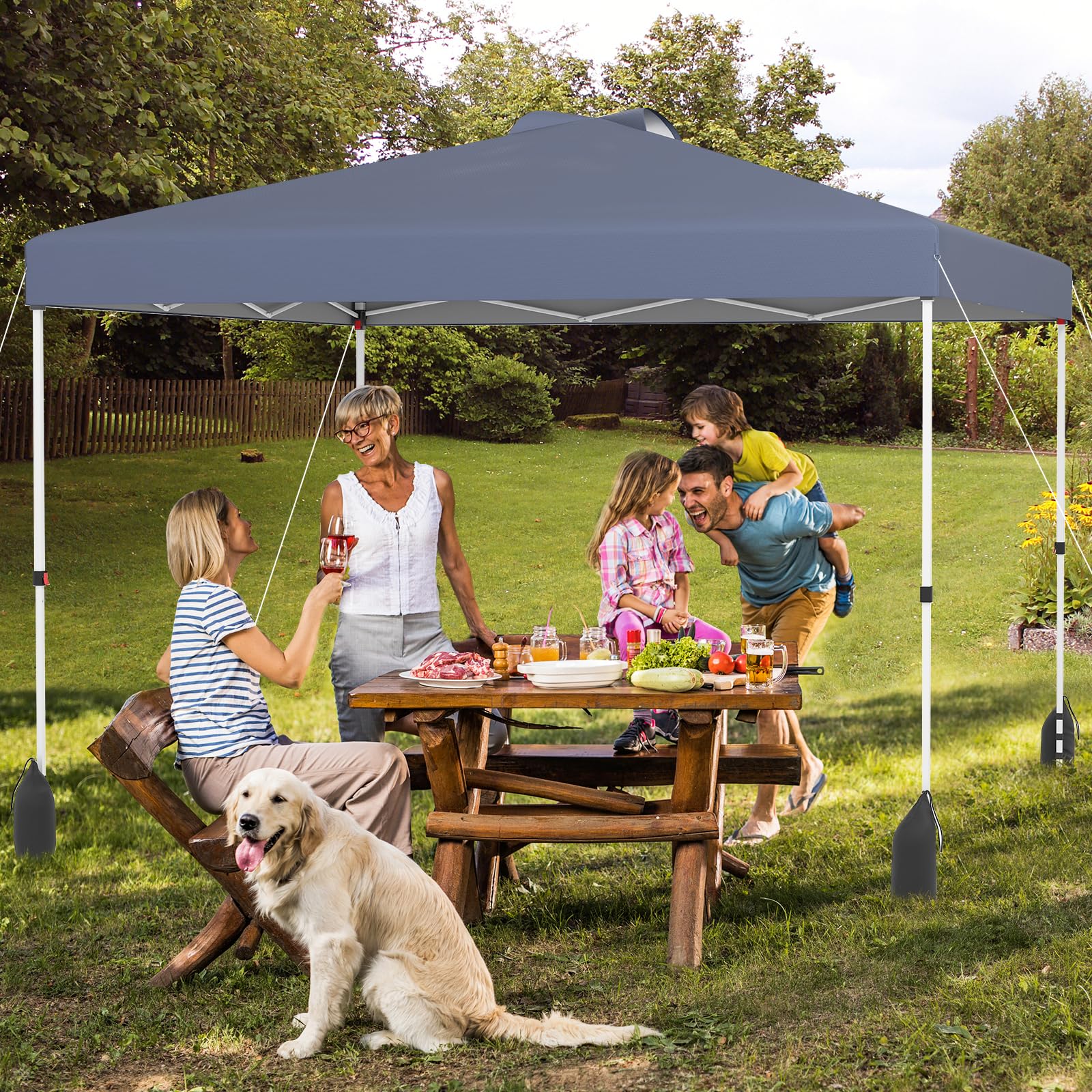 Goplus 10 x 10 Pop Up Canopy with 1 Sidewall and Wheeled Bag - Image 9