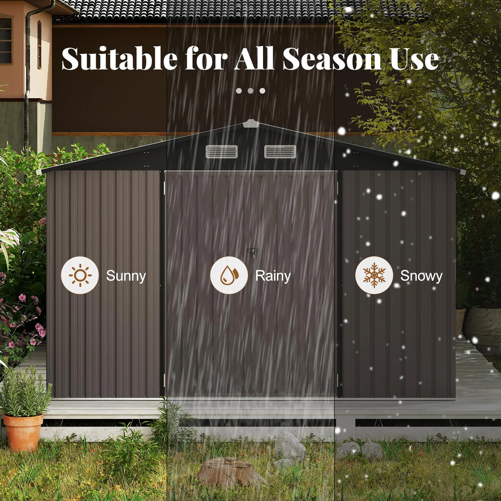 Goplus 10 x 14 FT Outdoor Storage Shed with Improved Windproof Metal Structure - Image 4