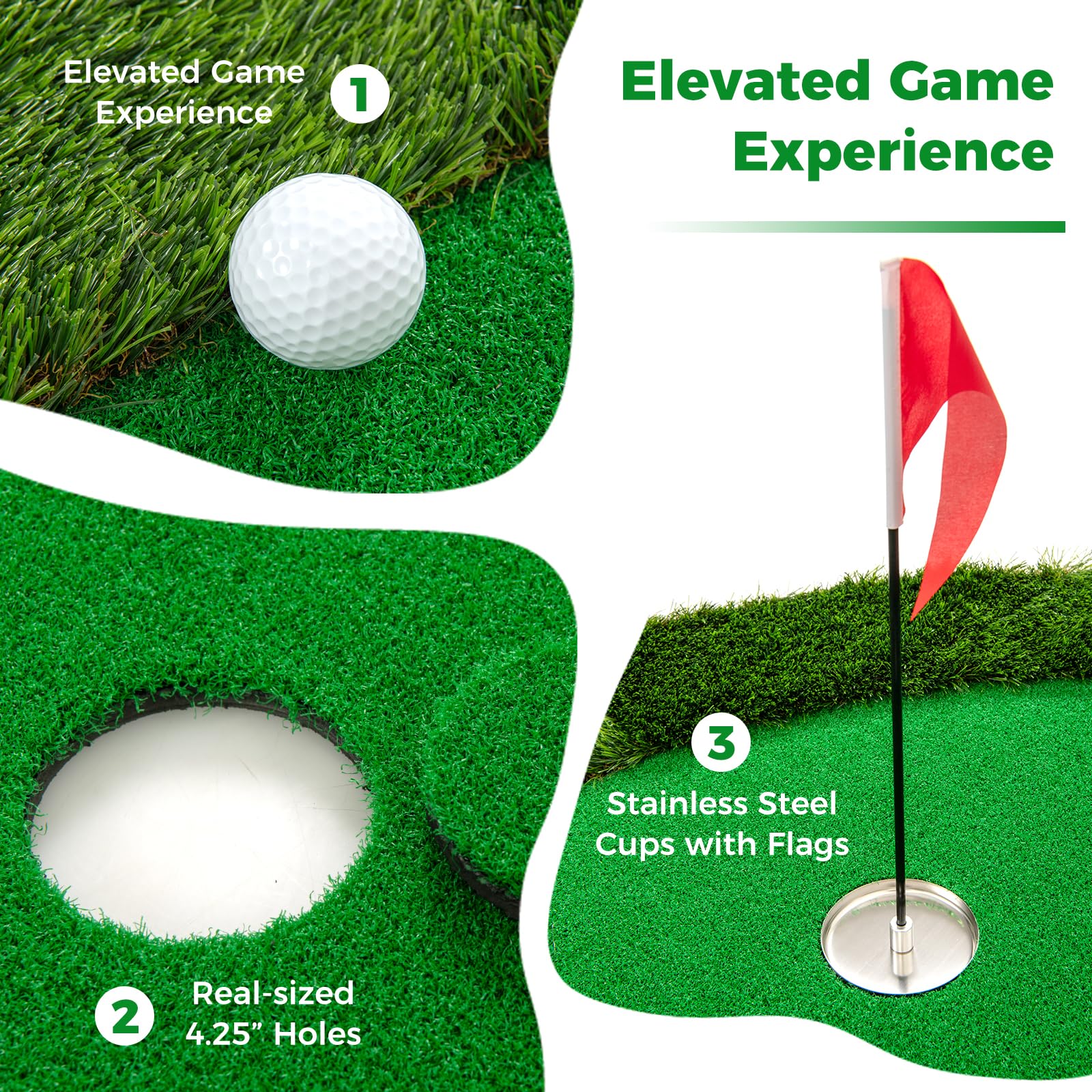 Goplus 10x5FT Large Golf Putting Green with 3 Holes & 3 Flags - Image 5