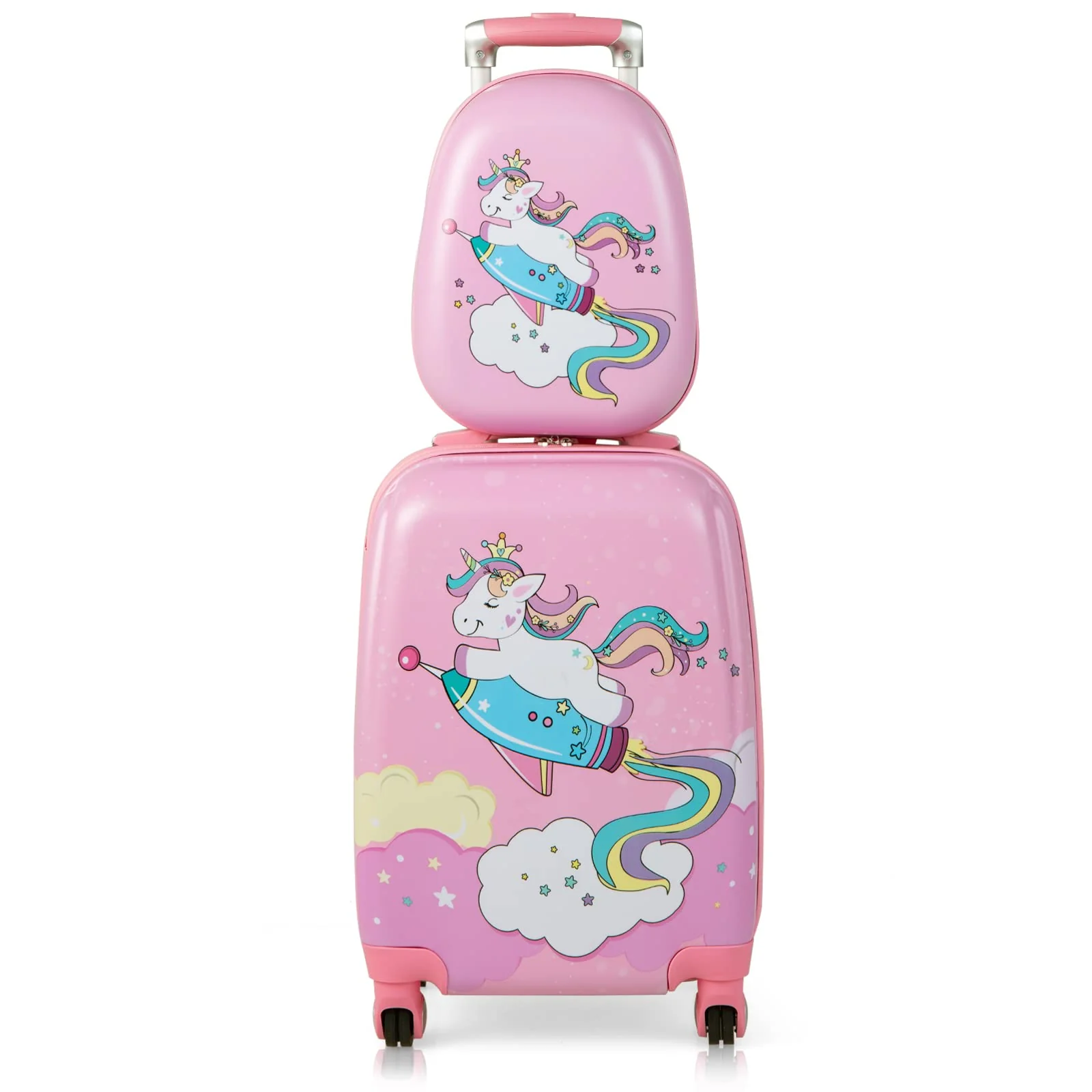 Goplus 12" & 18" Kids Carry On Luggage Set Pink Kids Luggage Set
