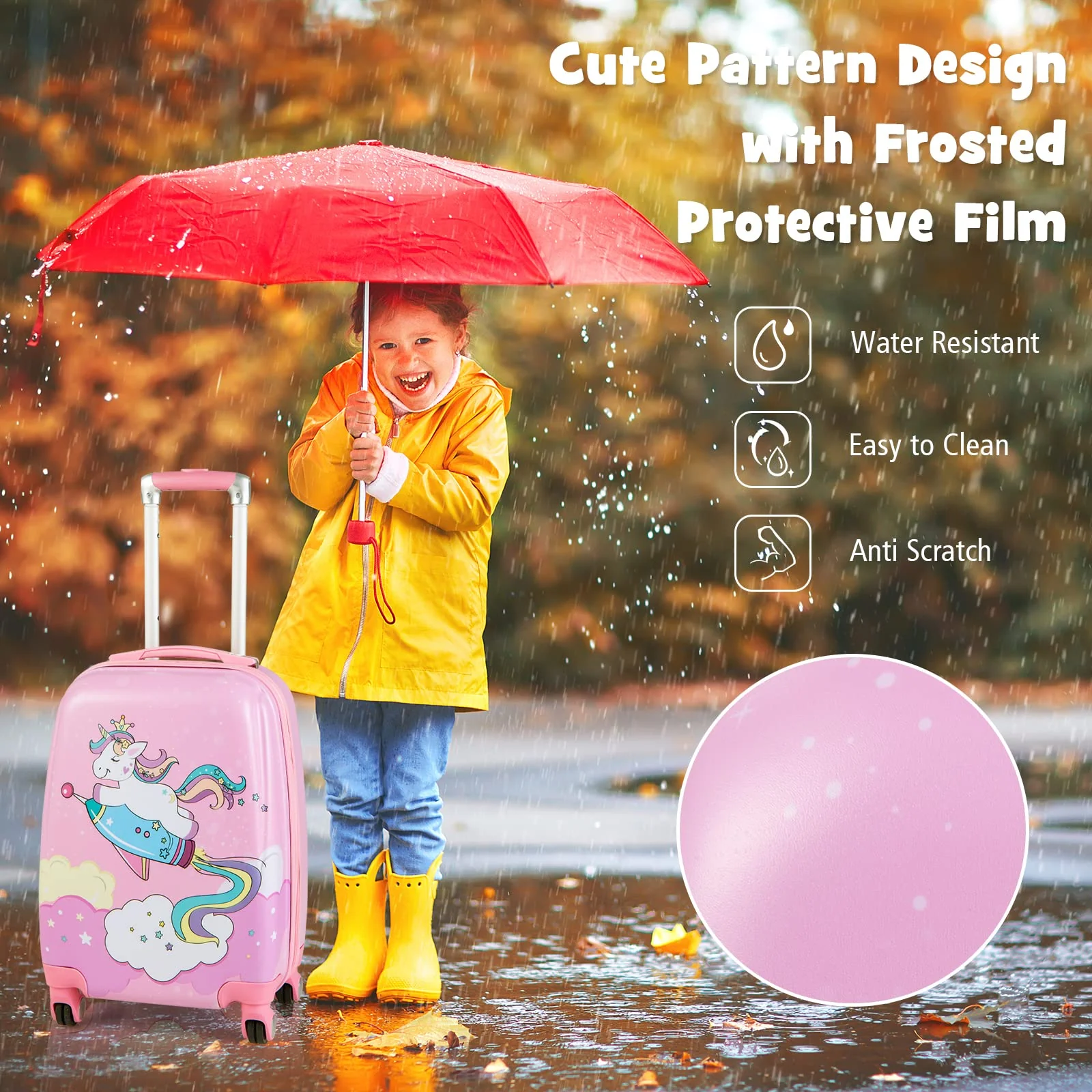 Goplus 12" & 18" Kids Carry On Luggage Set Pink Kids Luggage Set - Image 2