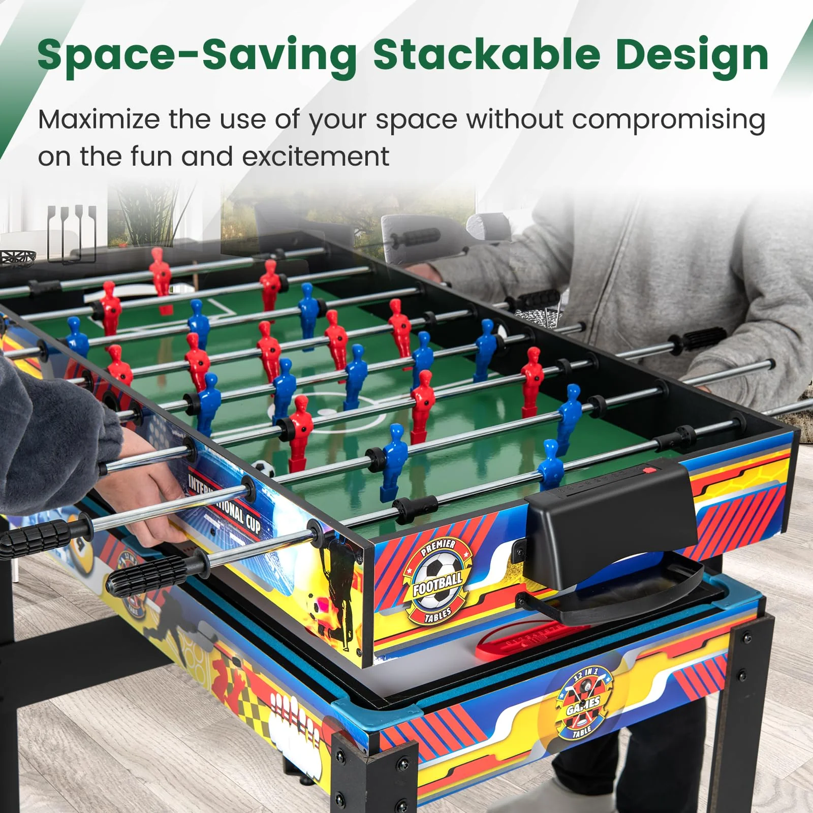 Goplus 12-in-1 Multi Game Table, Combo Game Table w/Foosball, Billiard, Table Tennis, Air Hockey, Bowling, Shuffleboard, Checkers, Chess, Backgammon - Image 5
