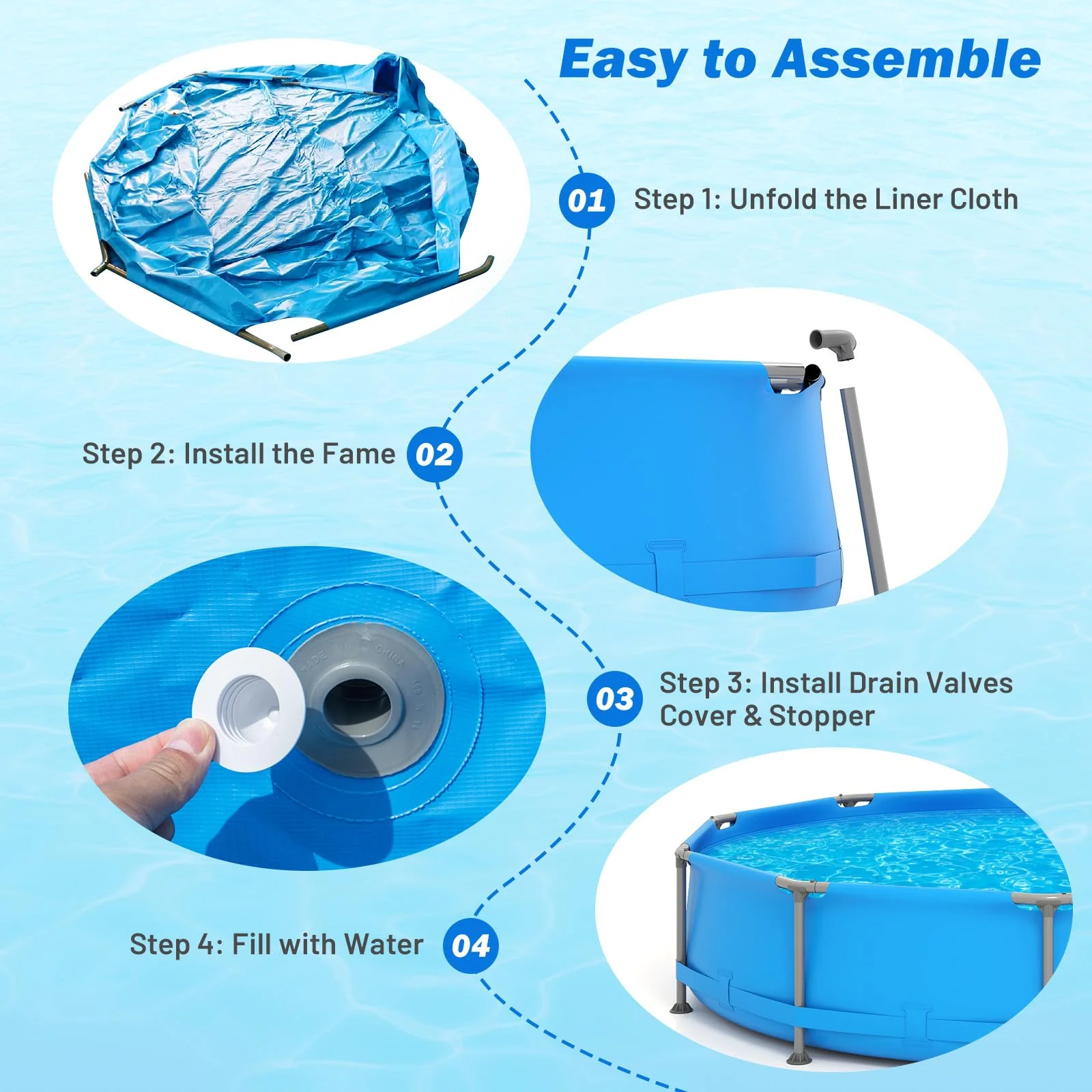 Goplus 12' x 12' x 30'' Metal Frame Above Ground Swimming Pool - Image 5