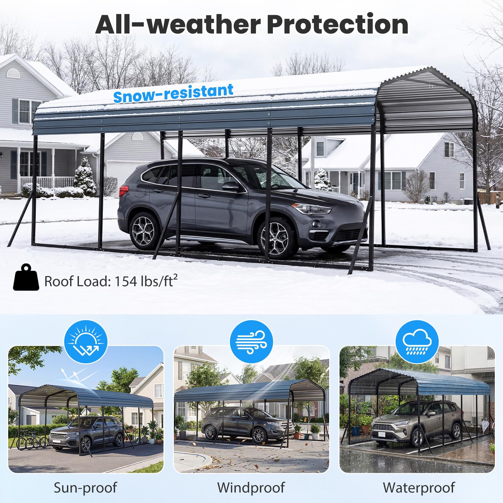 Goplus 12 x 20 FT Heavy-Duty Carport Outdoor Galvanized Steel Garage Car Shelter - Image 6