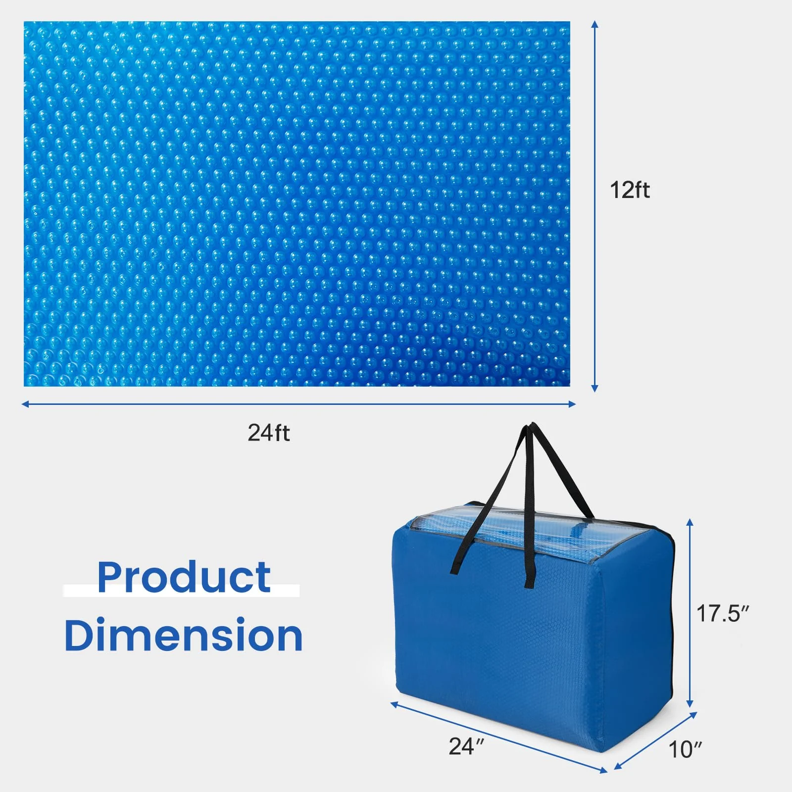 Goplus 12 x 24 FT Solar Blanket 12 Mil with Carrying Bag for In-Ground and Above-Ground Swimming Pools - Image 6