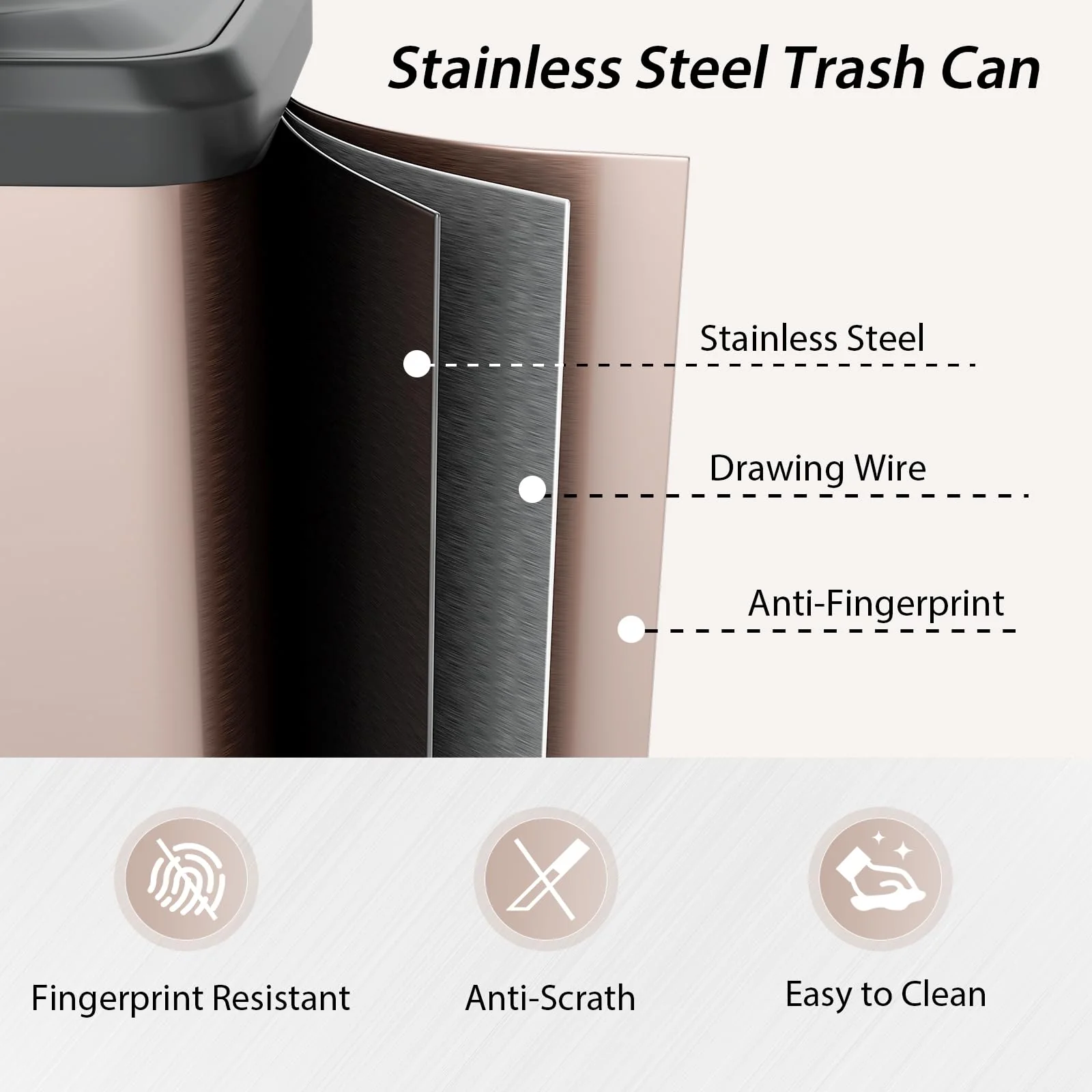 Goplus 13 Gallon/50 L Stainless Steel Trash Can w/Soft-Close Lid, Foot Pedal & Deodorizer Compartment - Image 4