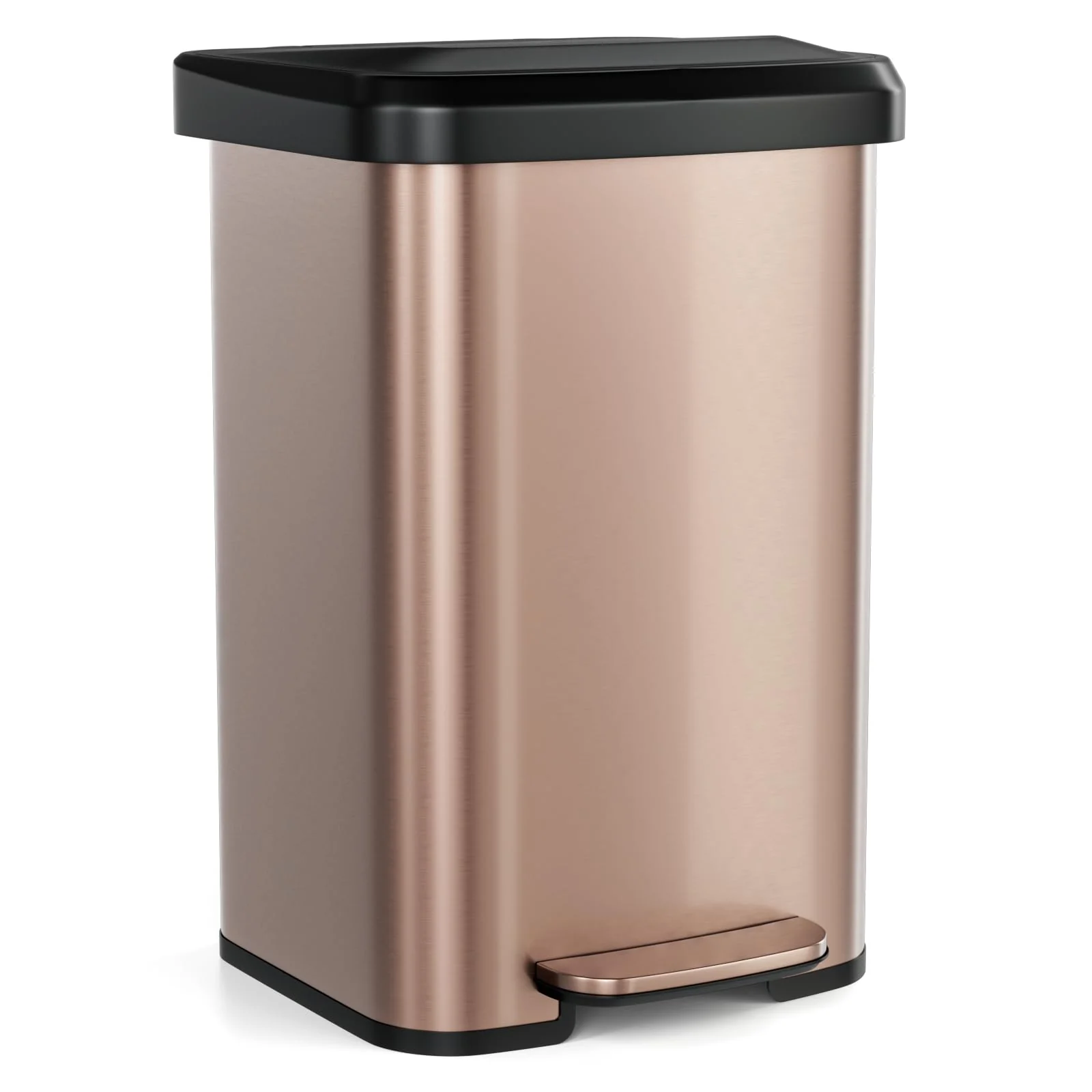 Goplus 13 Gallon/50 L Stainless Steel Trash Can w/Soft-Close Lid, Foot Pedal & Deodorizer Compartment - Image 9