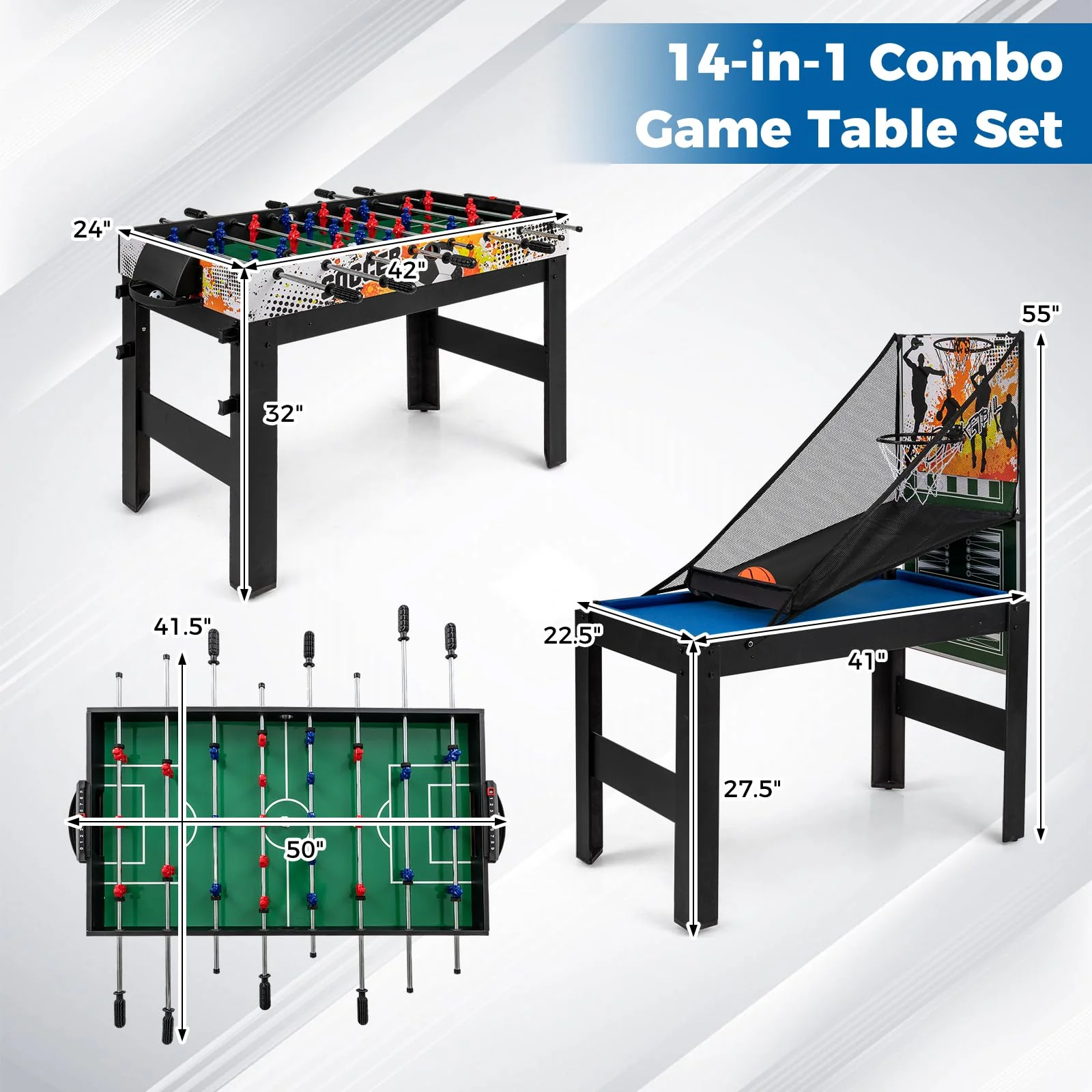 Goplus 14-in-1 Multi Game Table Adults Gifts for Home Arcade Game Room - Image 6
