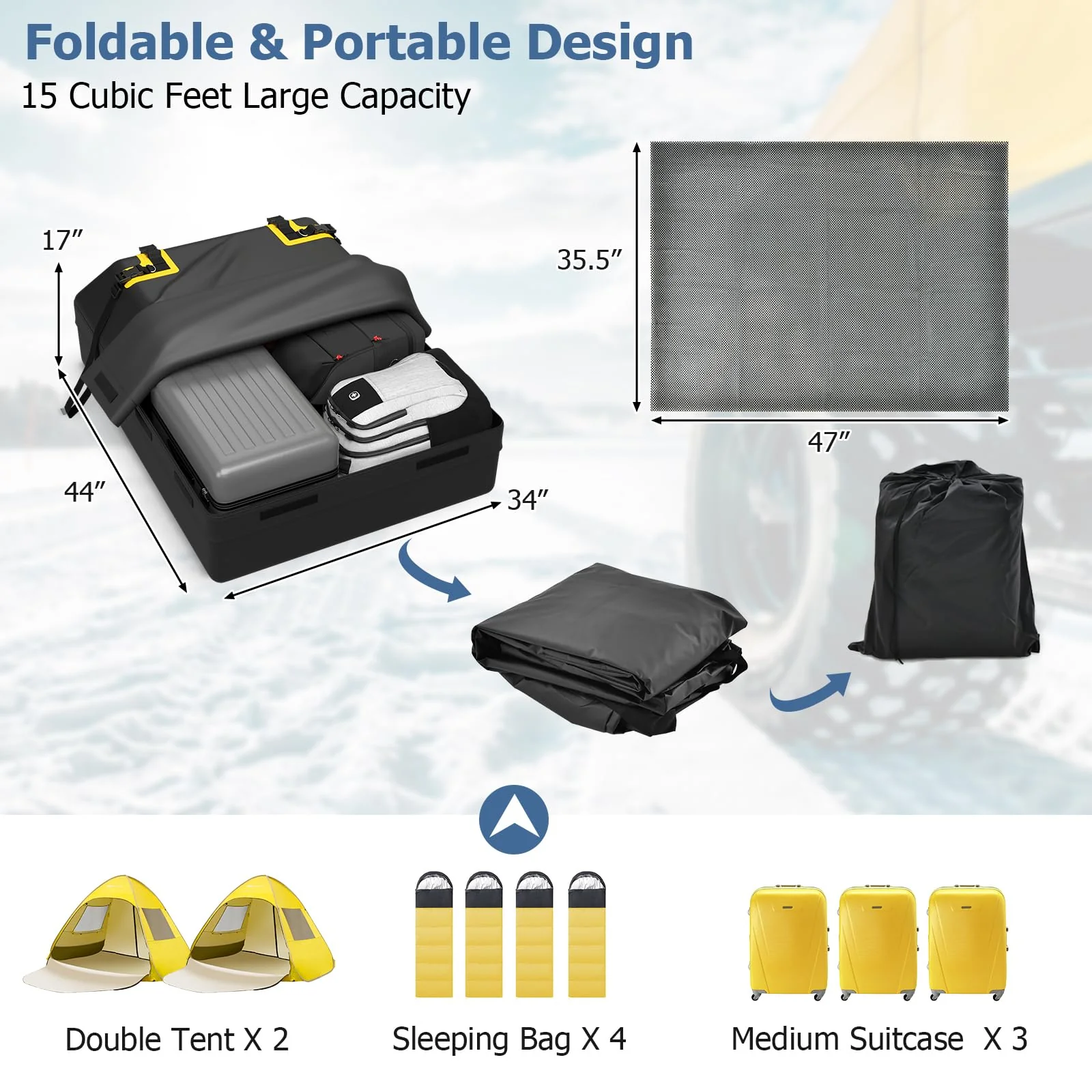 Goplus 15/21 Cu.Ft Roof Bag Cargo Carrier - Image 6