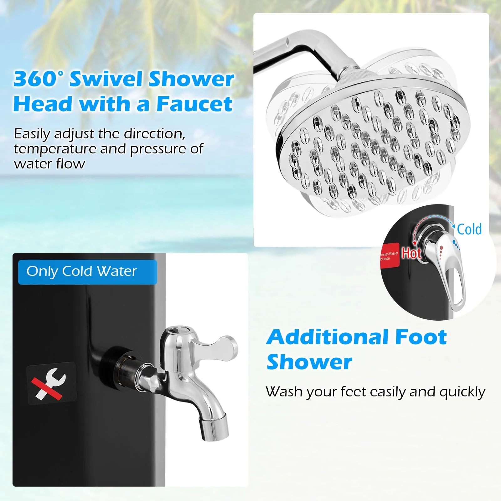 Goplus 15.9 Gallon/60 L Solar Heated Outdoor Shower - Image 4