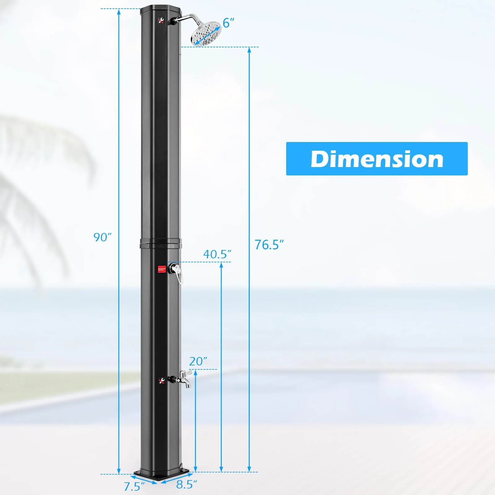 Goplus 15.9 Gallon/60 L Solar Heated Outdoor Shower - Image 8