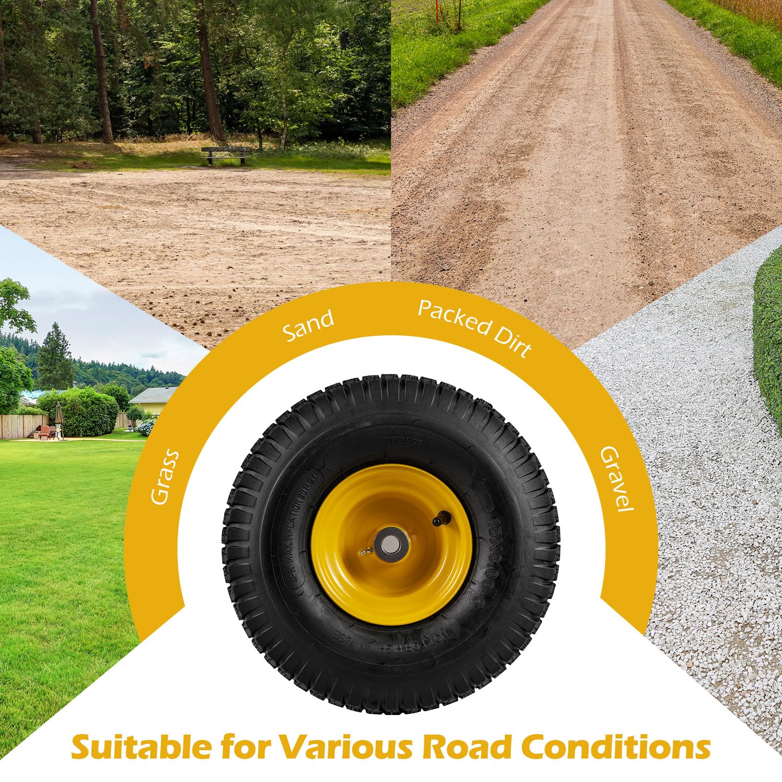 Goplus 15 x 6.00-6 Tubeless Tires & Wheels (2 Pack) - Image 3