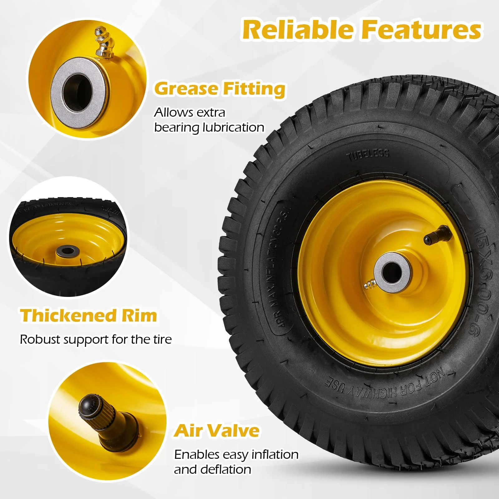 Goplus 15 x 6.00-6 Tubeless Tires & Wheels (2 Pack) - Image 7