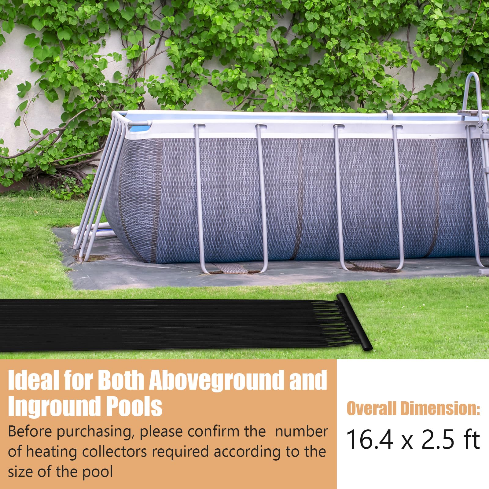 Goplus 2.5FT x 16.5FT Solar Pool Heater for Above Ground Pool Inground Pools - Image 8