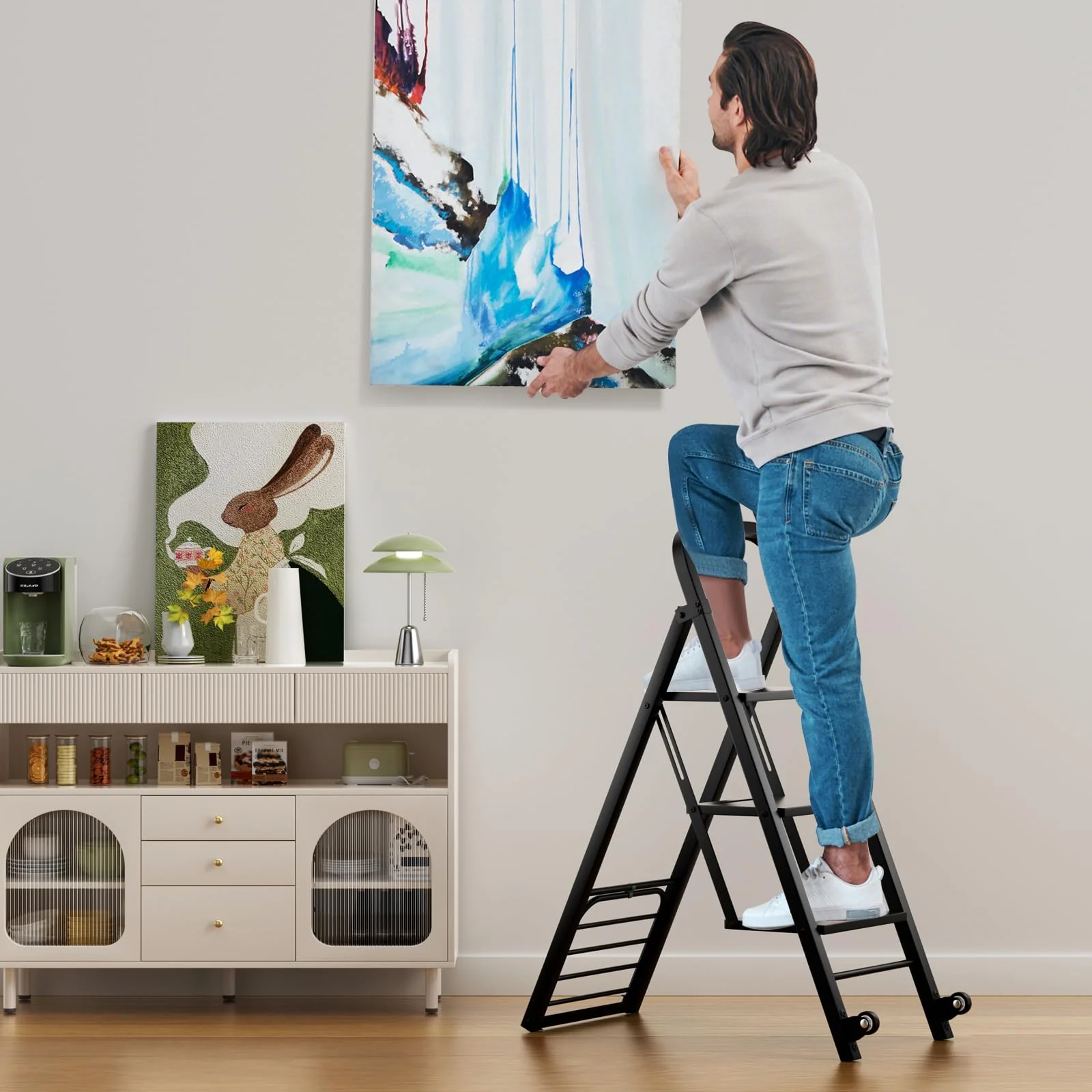 Goplus 2 in 1 Convertible Hand Truck Dolly and Step Ladder - Image 2